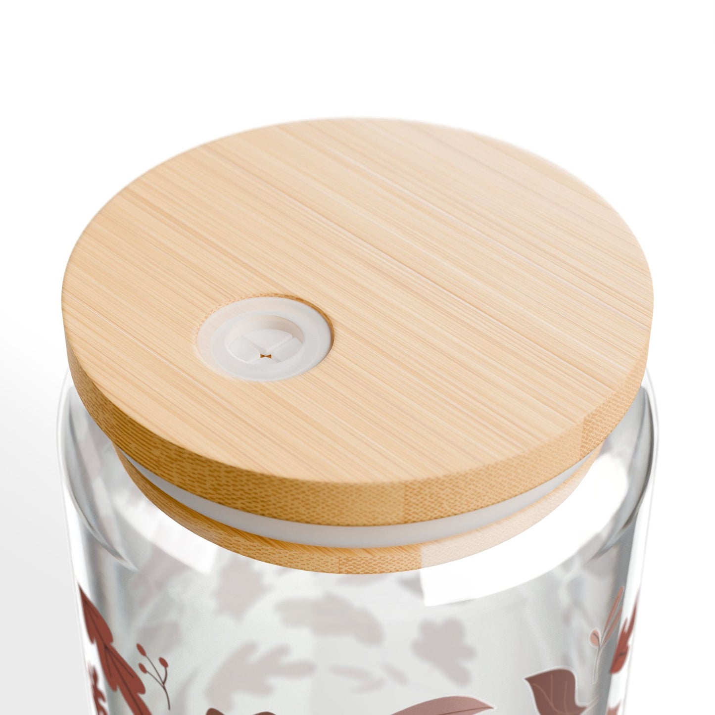 Brown And Pink Fall Leaves Sipper Glass, 16oz