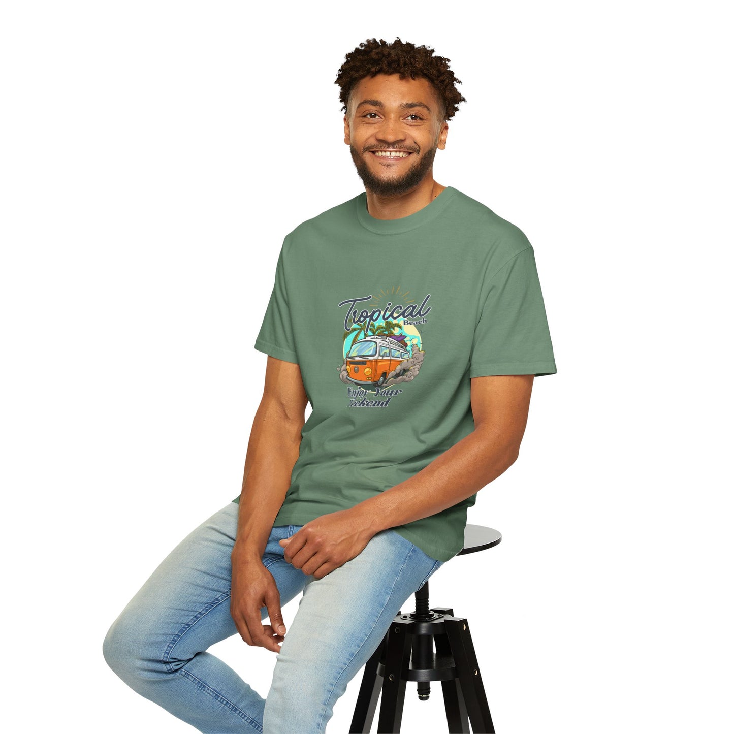 Tropical Beach Unisex Garment-Dyed T-shirt