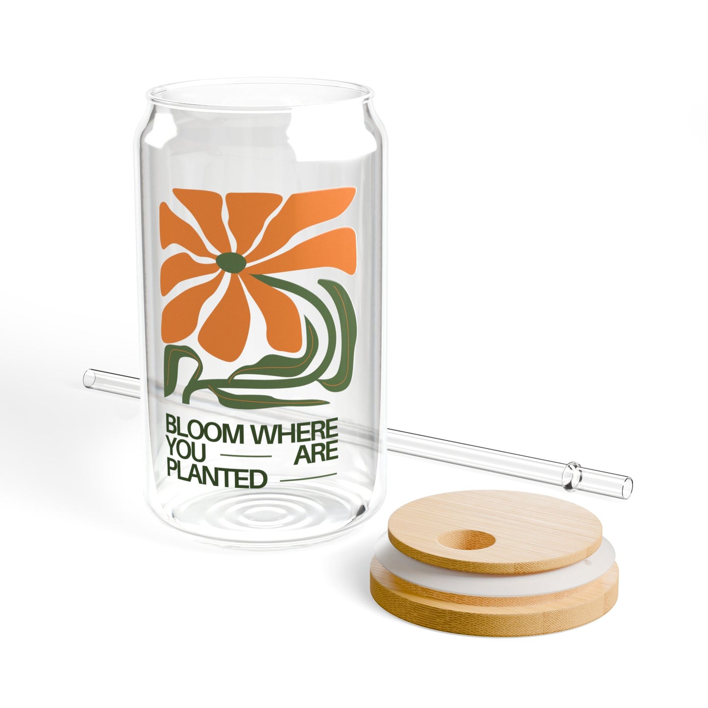 Bloom Where You're Planted Sipper Glass, 16oz