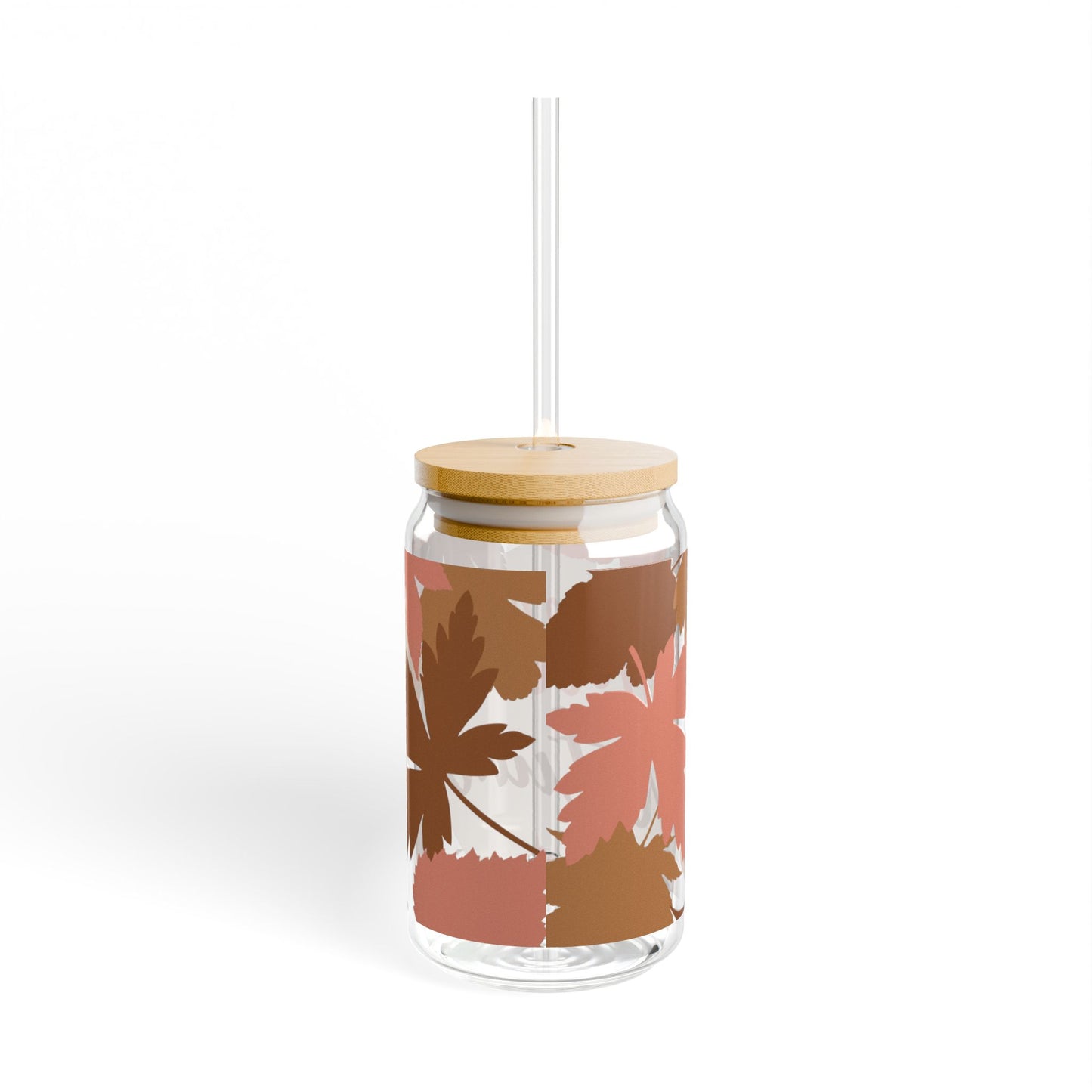 Pink And Brown Autumn Sipper Glass, 16oz