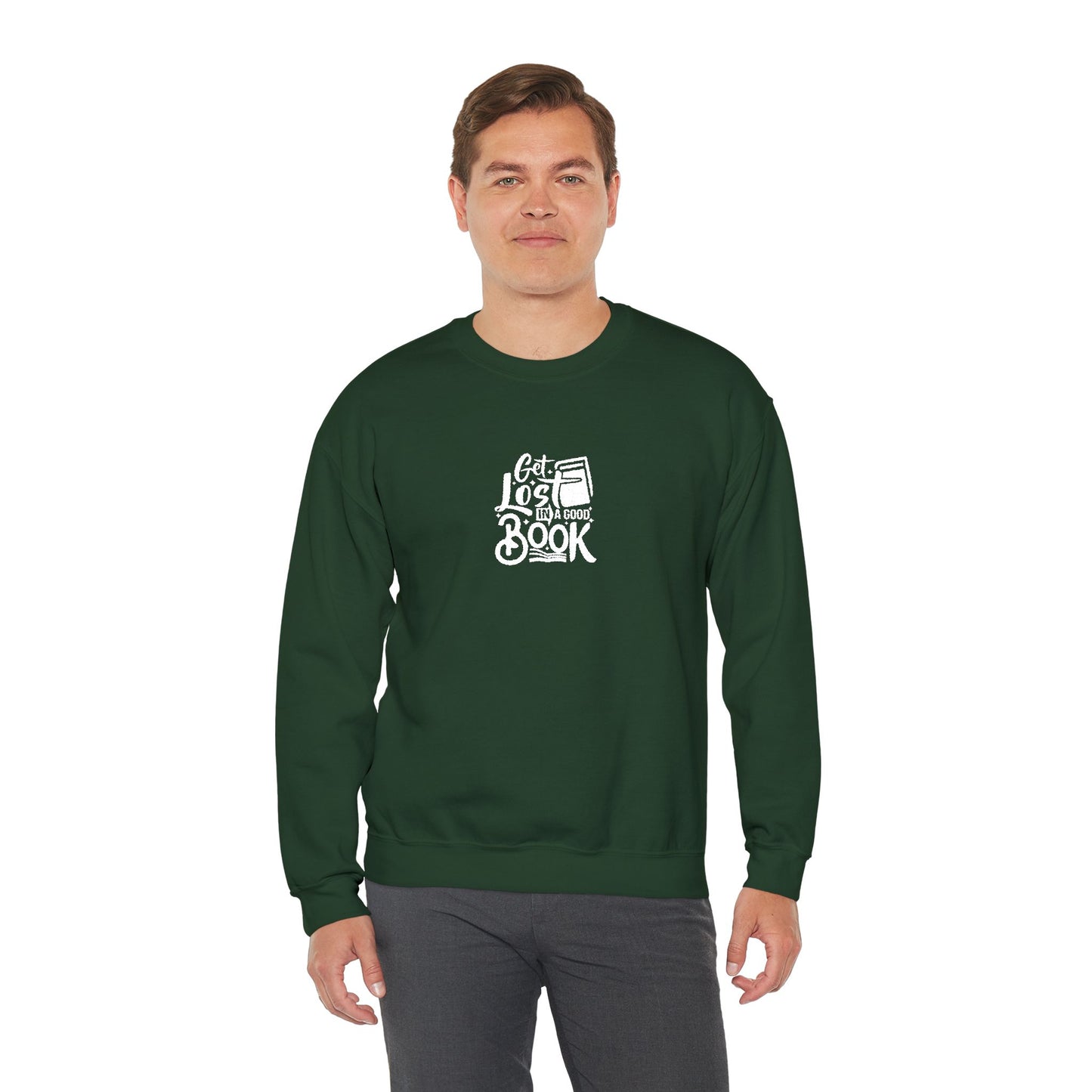 Get Lost In A Book Unisex Heavy Blend™ Crewneck Sweatshirt (Embroidery Decoration)