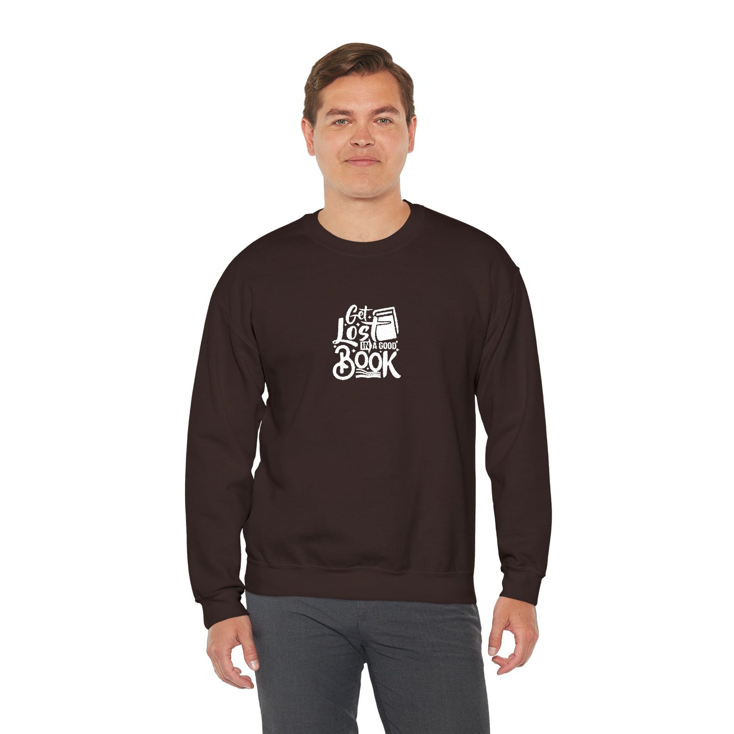 Get Lost In A Book Unisex Heavy Blend™ Crewneck Sweatshirt (Embroidery Decoration)