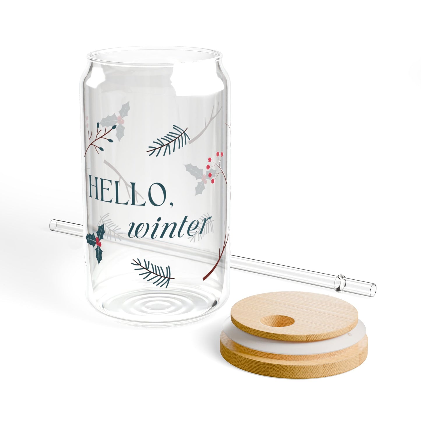 Hello Winter Sipper Glass, 16oz