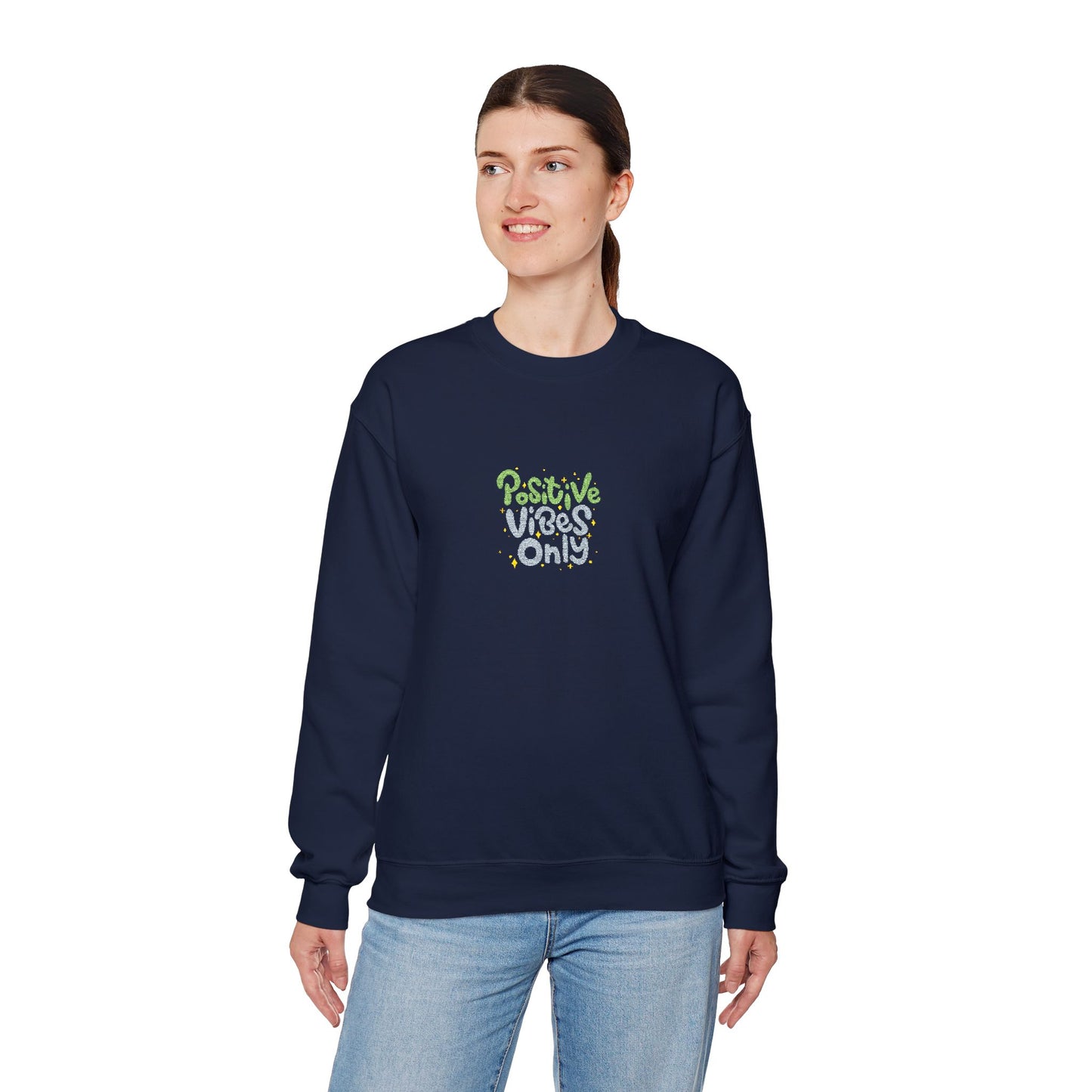 Positive Vibes Only Unisex Heavy Blend™ Crewneck Sweatshirt (Embroidery Decoration)