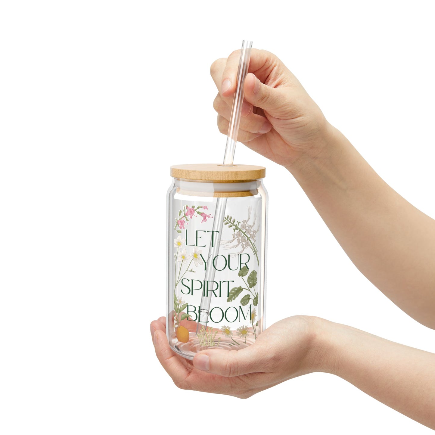 Let Your Spirit Bloom Sipper Glass, 16oz