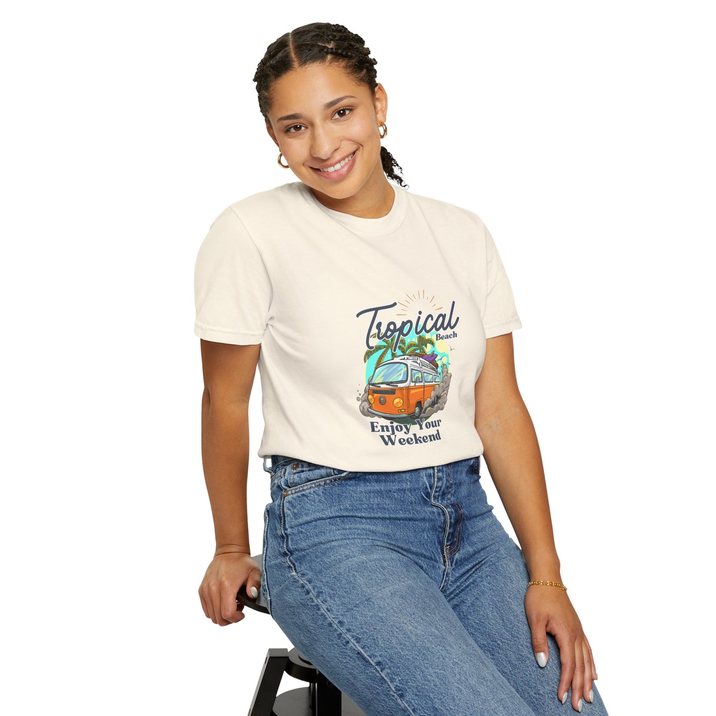 Tropical Beach Unisex Garment-Dyed T-shirt