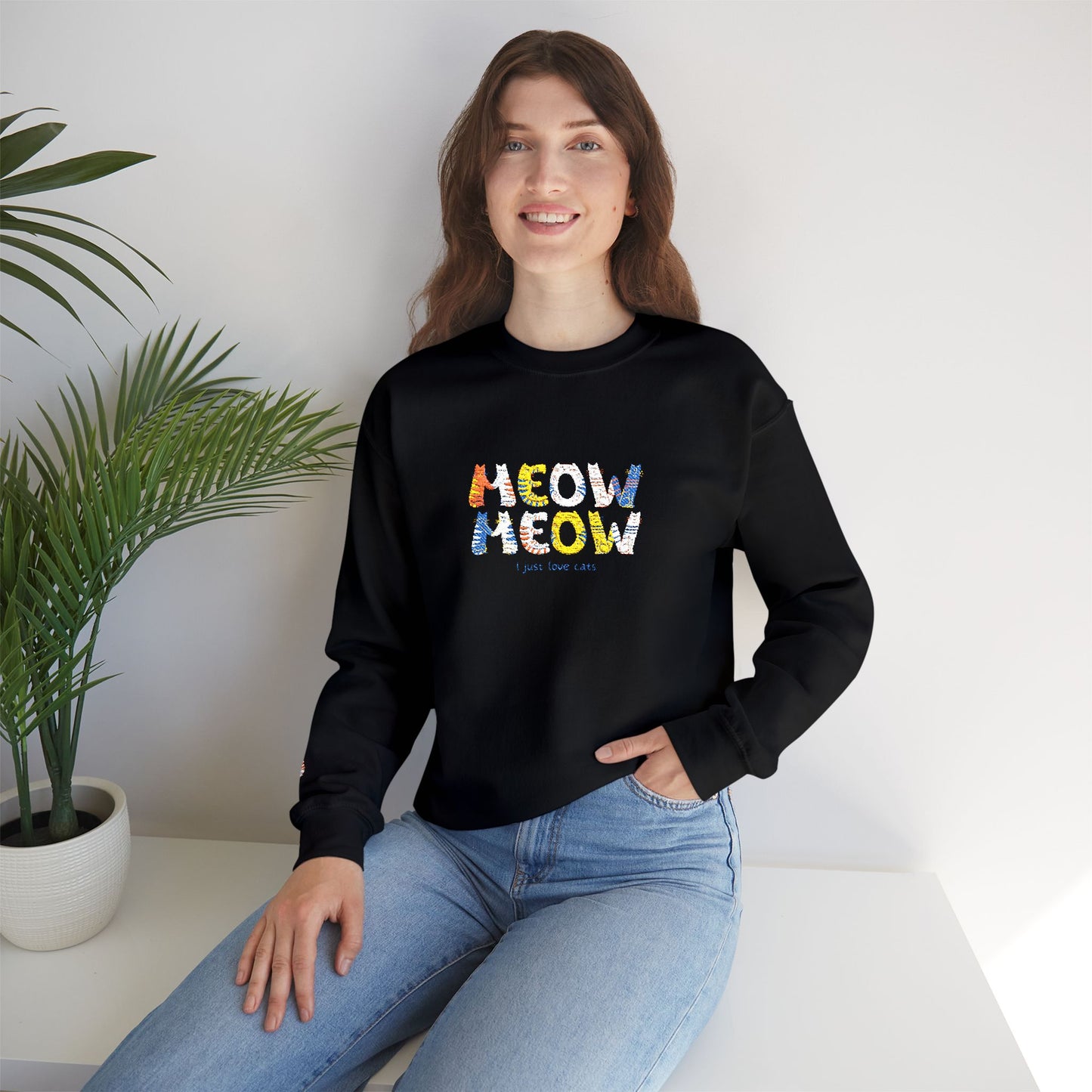 Meow Unisex Heavy Blend™ Crewneck Sweatshirt (Embroidery Decoration)