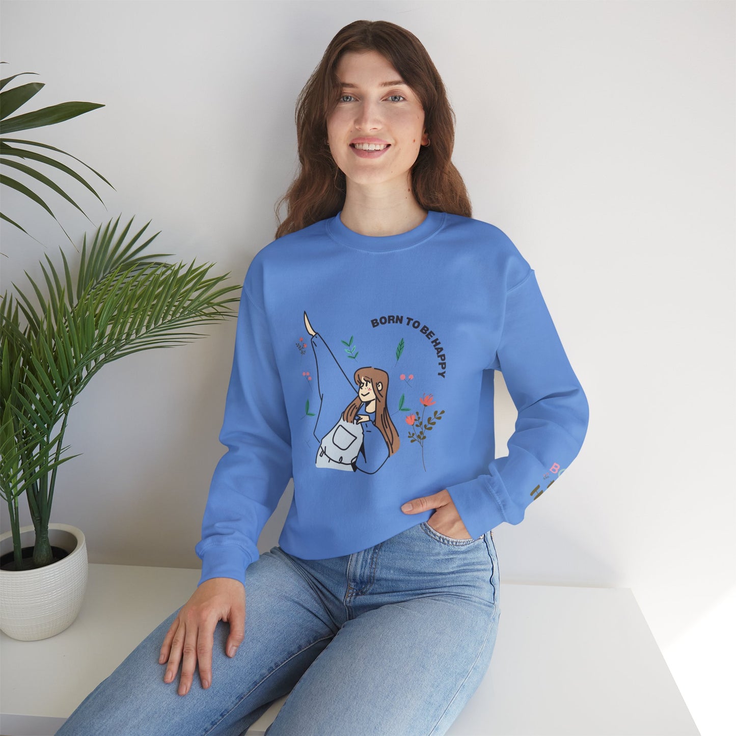 Born To Be Happy Women's Heavy Blend™ Crewneck Sweatshirt