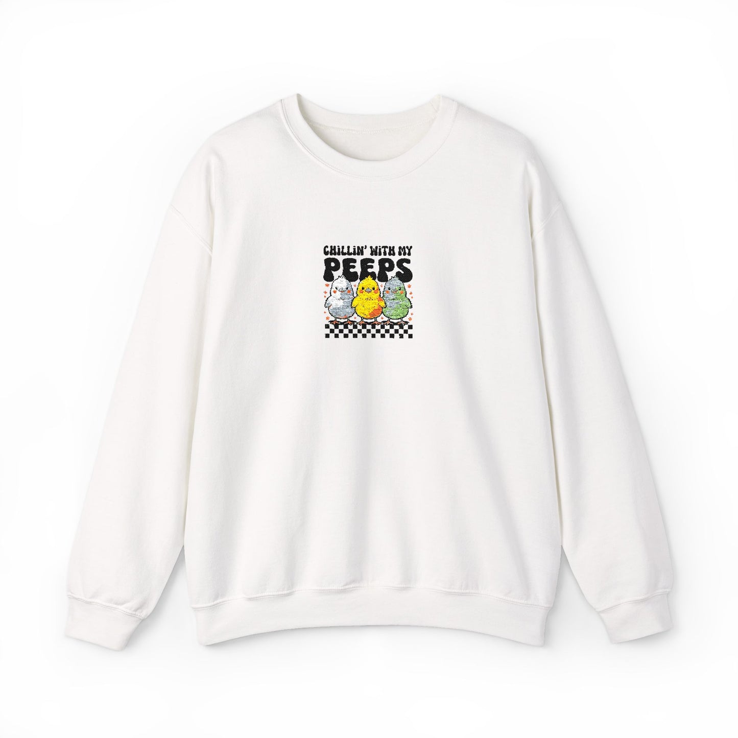 Chilling With My Peeps Unisex Heavy Blend™ Crewneck Sweatshirt (Embroidery Decoration)
