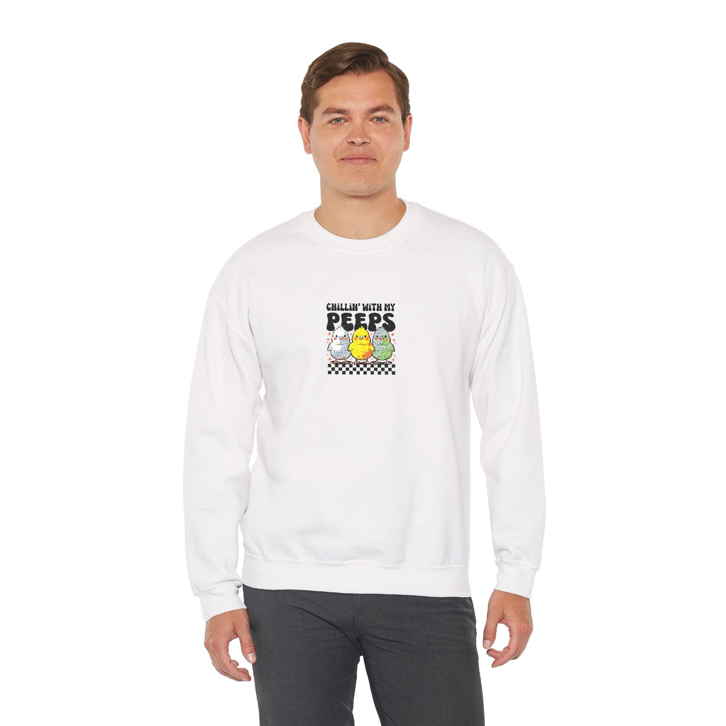 Chilling With My Peeps Unisex Heavy Blend™ Crewneck Sweatshirt (Embroidery Decoration)