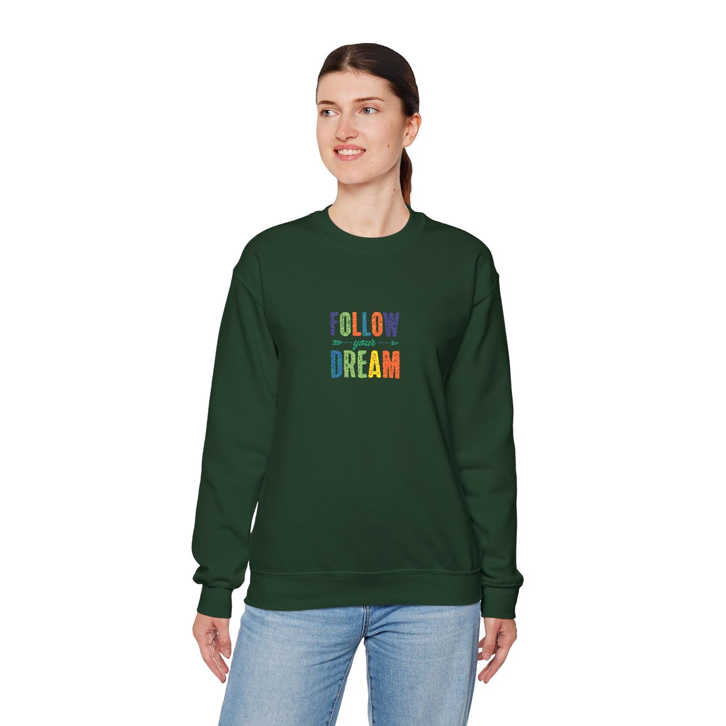 Follow Your Dreams Unisex Heavy Blend™ Crewneck Sweatshirt (Embroidery Decoration)