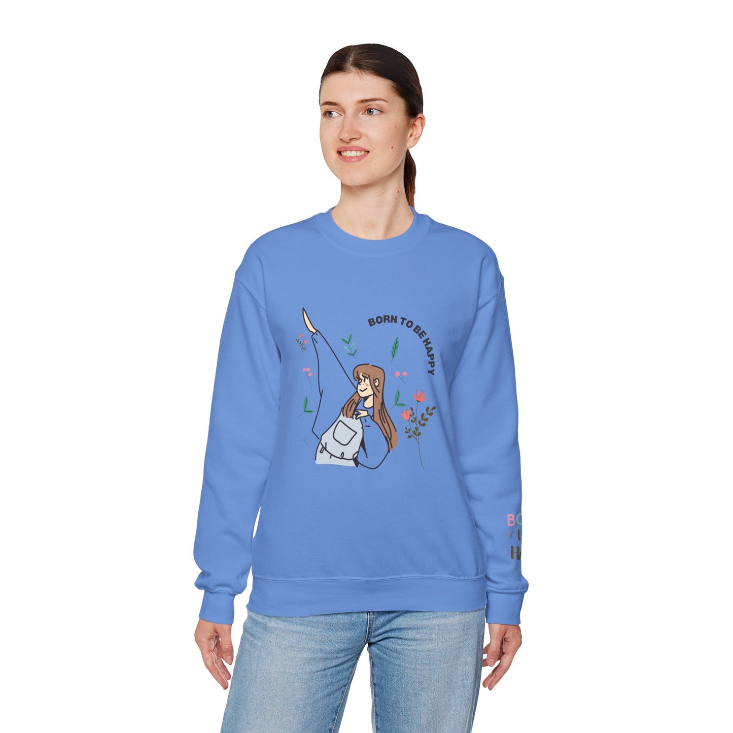 Born To Be Happy Women's Heavy Blend™ Crewneck Sweatshirt