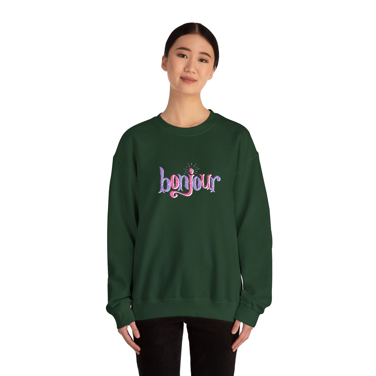 Bonjour Unisex Heavy Blend™ Crewneck Sweatshirt (Embroidery Decoration)