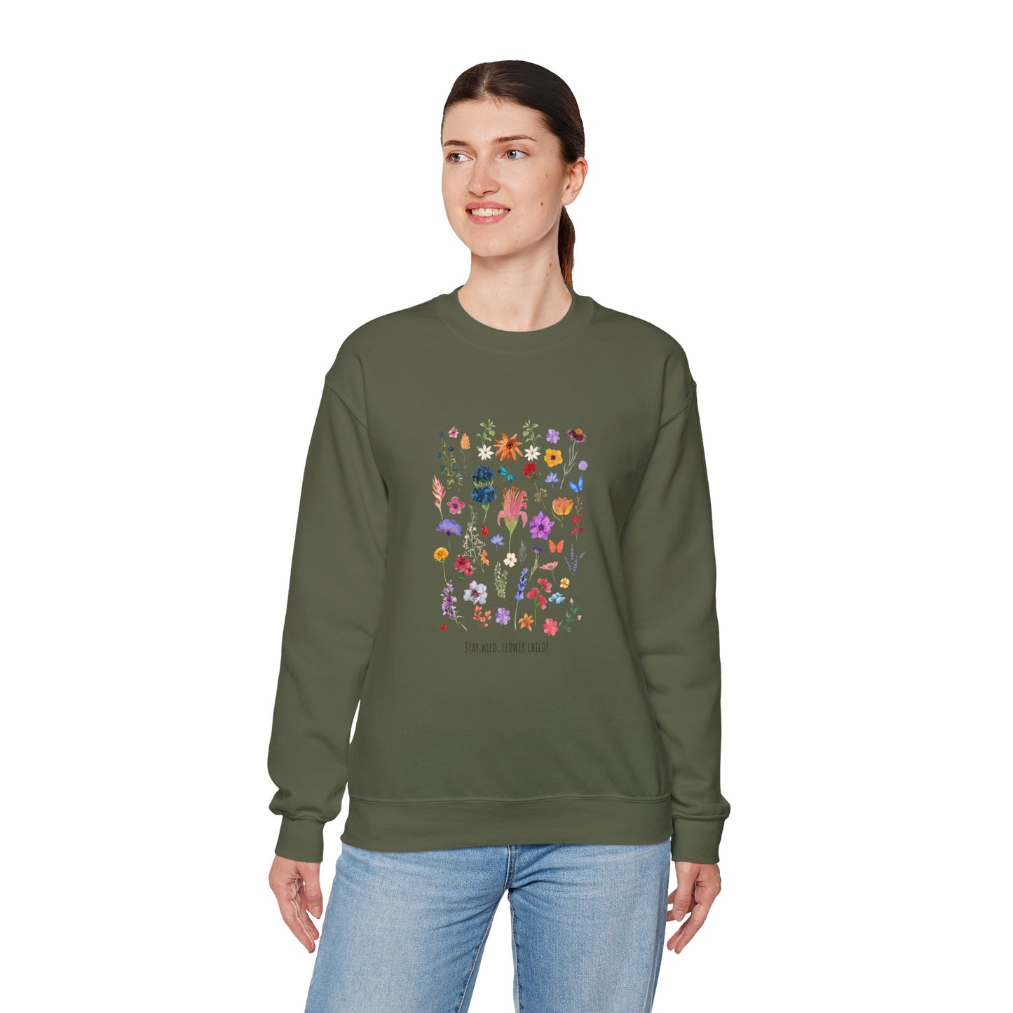 Stay Wild, Flower Child Women's Heavy Blend™ Crewneck Sweatshirt
