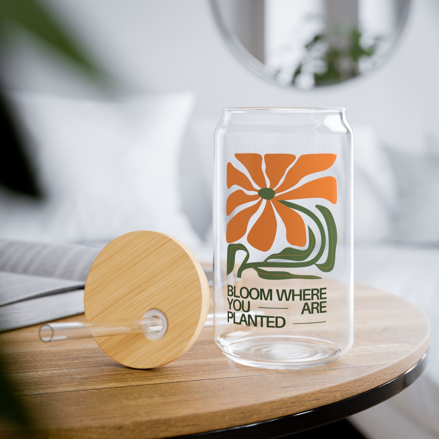 Bloom Where You're Planted Sipper Glass, 16oz