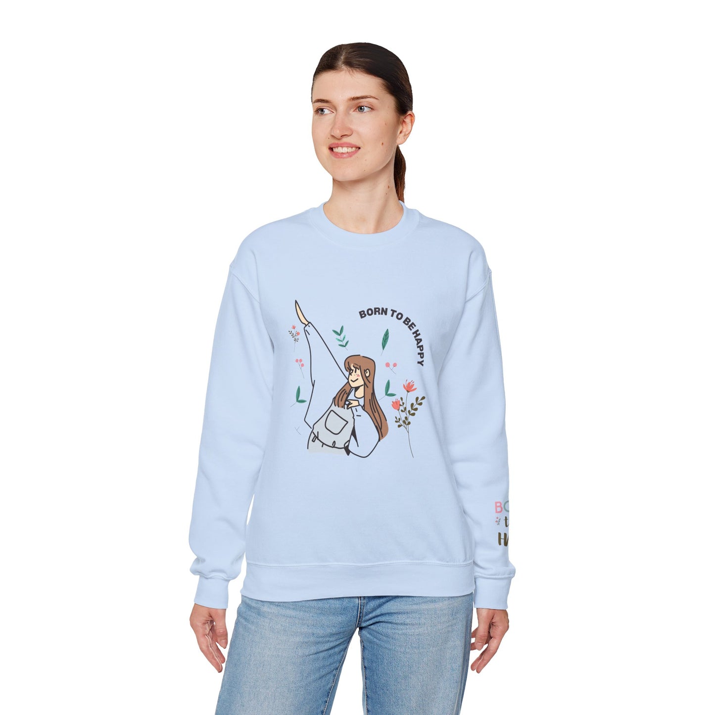 Born To Be Happy Women's Heavy Blend™ Crewneck Sweatshirt
