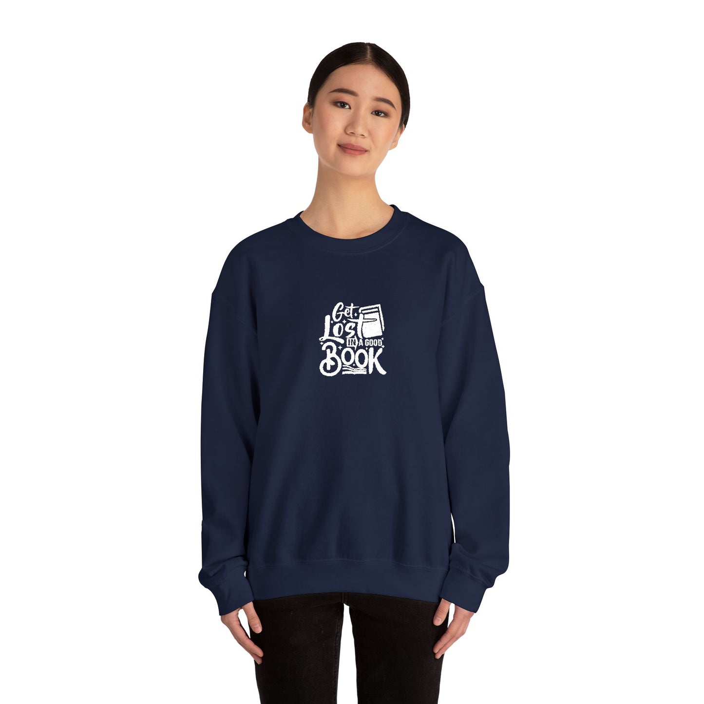 Get Lost In A Book Unisex Heavy Blend™ Crewneck Sweatshirt (Embroidery Decoration)