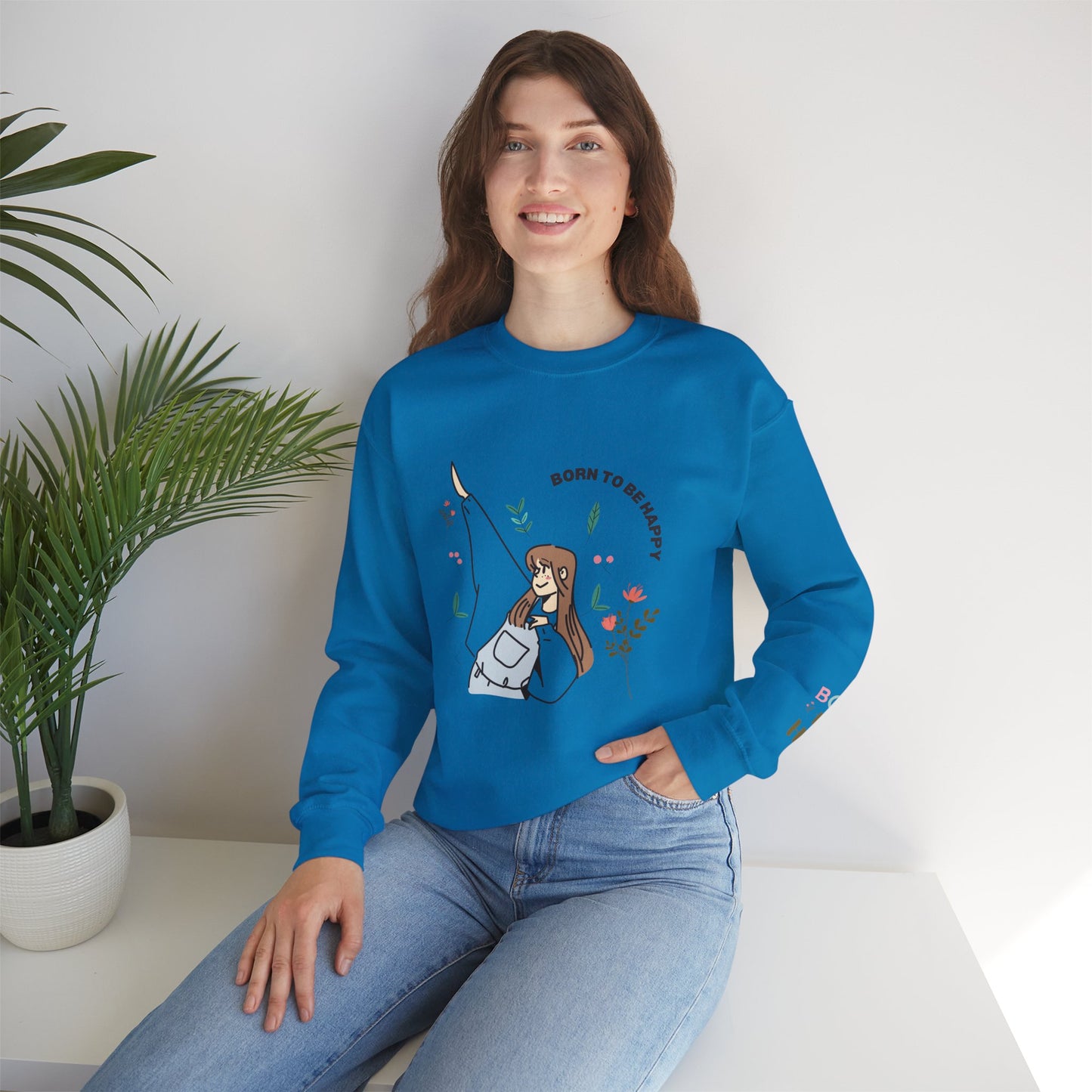Born To Be Happy Women's Heavy Blend™ Crewneck Sweatshirt