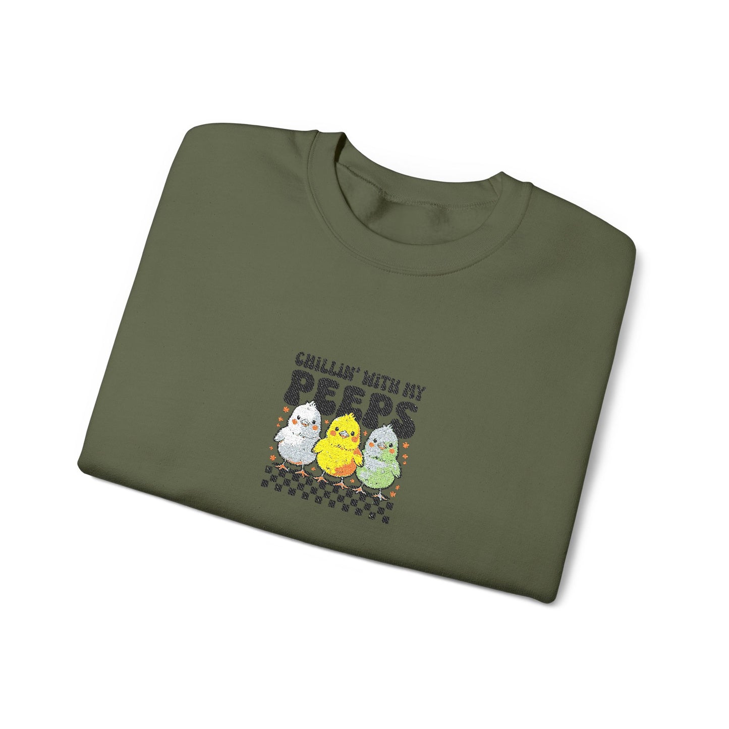 Chilling With My Peeps Unisex Heavy Blend™ Crewneck Sweatshirt (Embroidery Decoration)