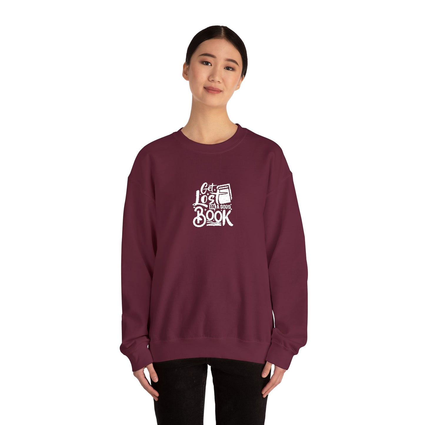 Get Lost In A Book Unisex Heavy Blend™ Crewneck Sweatshirt (Embroidery Decoration)