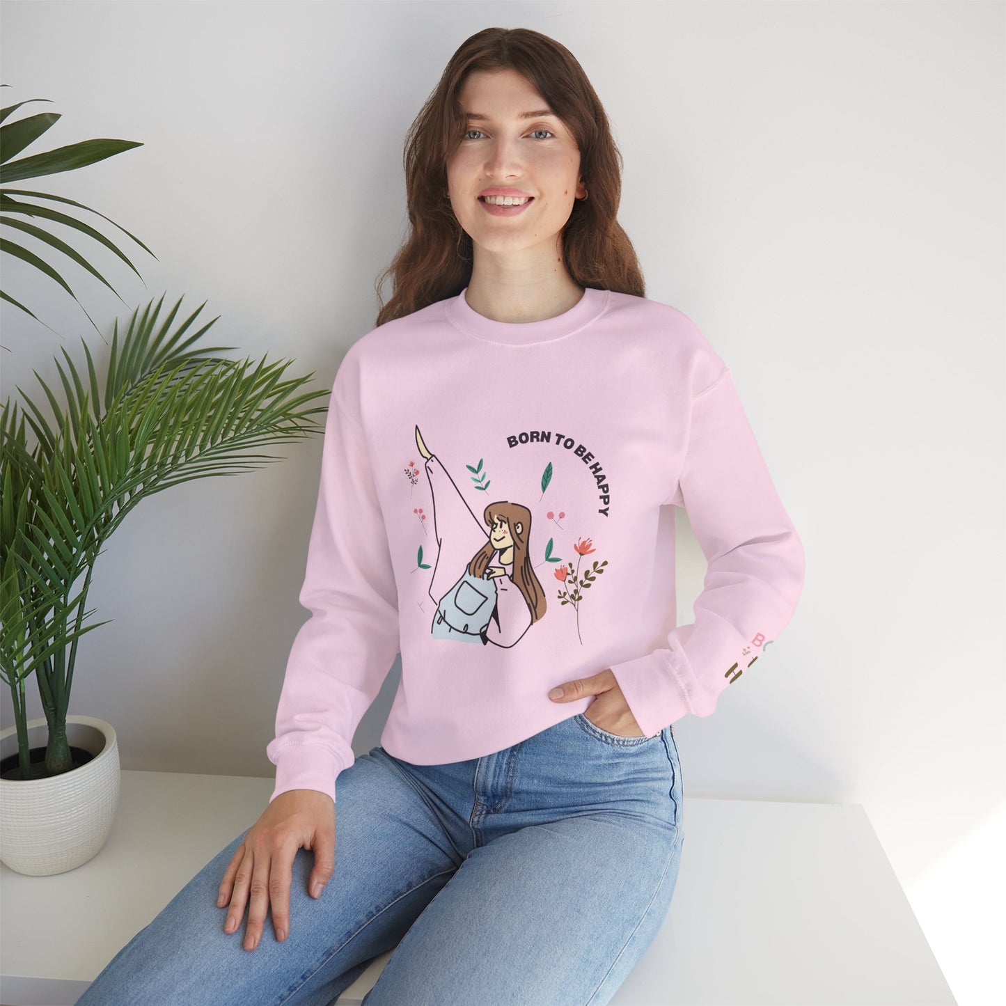 Born To Be Happy Women's Heavy Blend™ Crewneck Sweatshirt