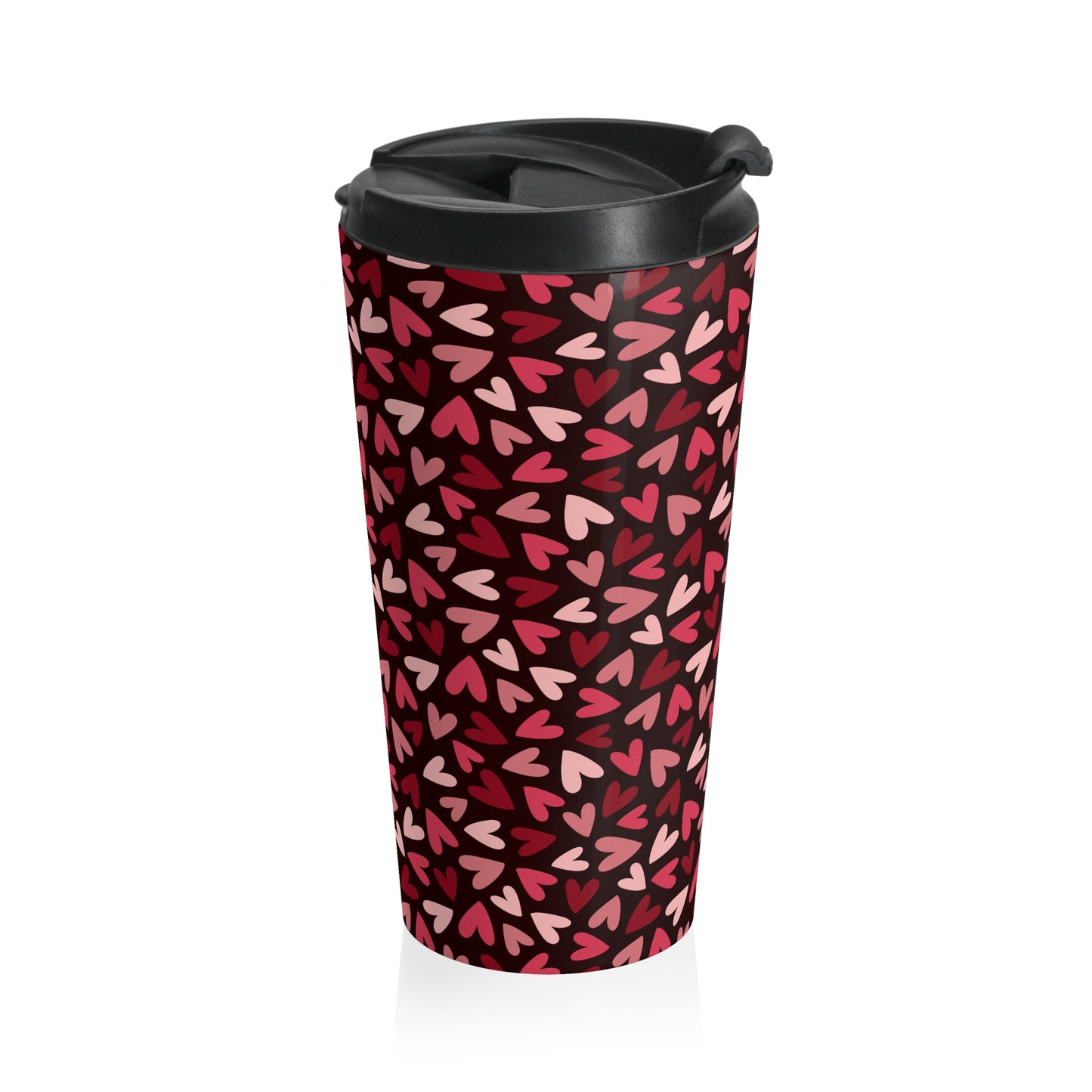 Black And Red Hearts Stainless Steel Travel Mug