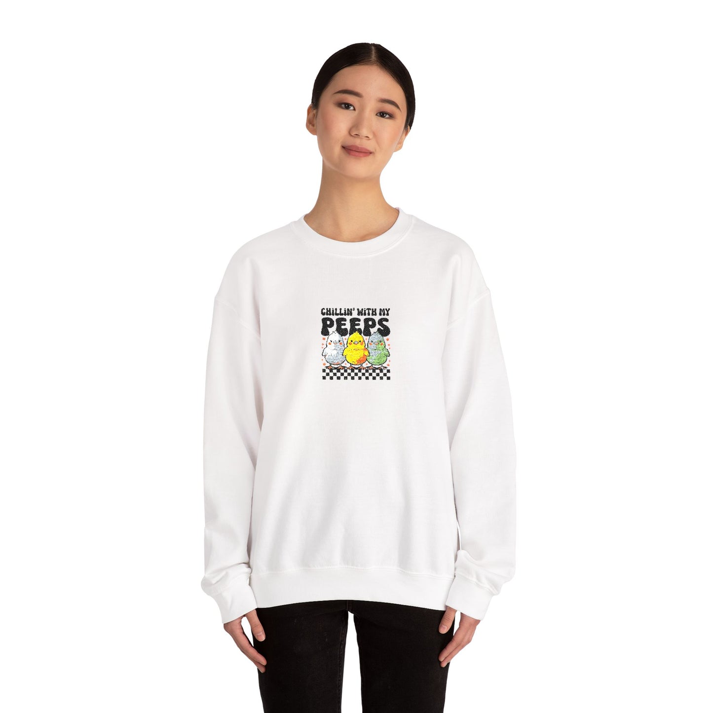 Chilling With My Peeps Unisex Heavy Blend™ Crewneck Sweatshirt (Embroidery Decoration)