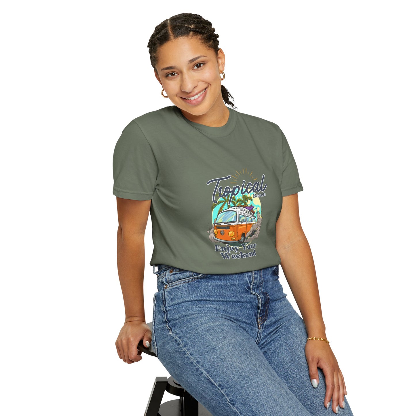 Tropical Beach Unisex Garment-Dyed T-shirt