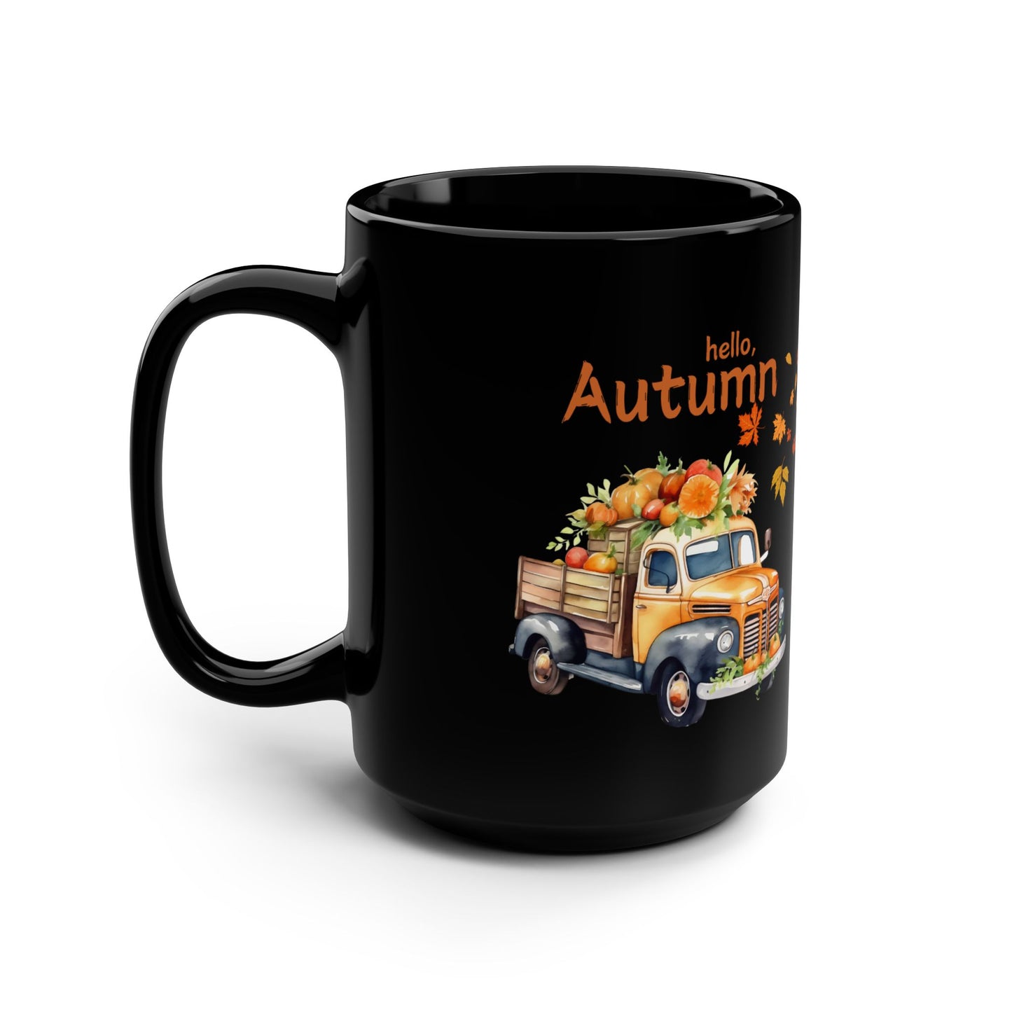Hello Autumn Black Mug, 15oz