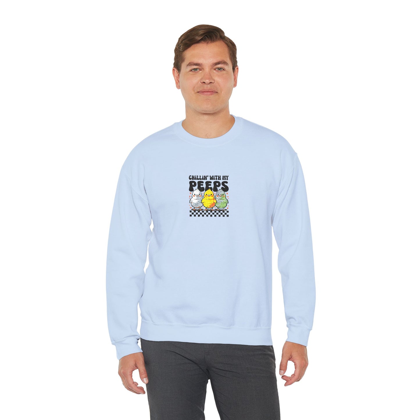Chilling With My Peeps Unisex Heavy Blend™ Crewneck Sweatshirt (Embroidery Decoration)