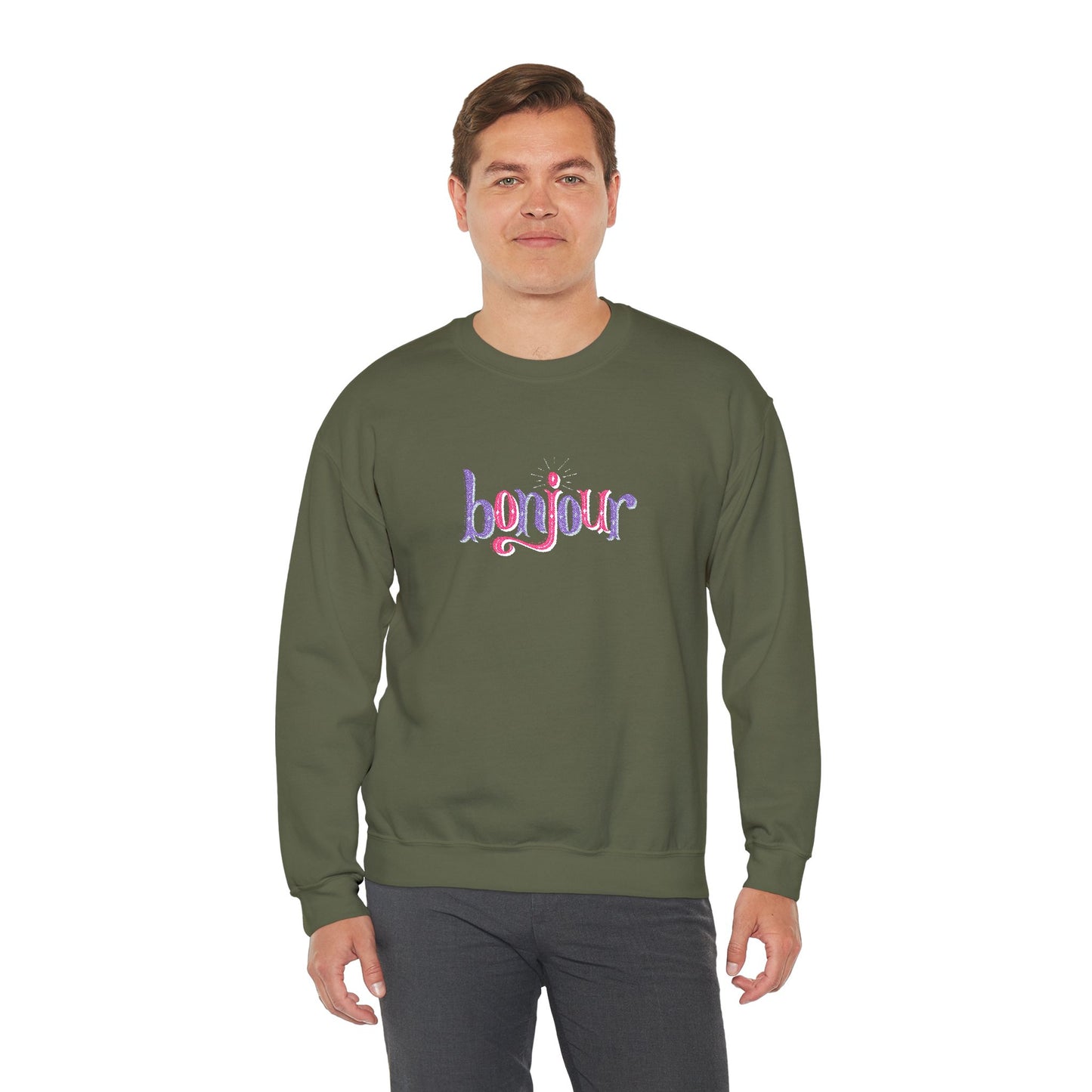 Bonjour Unisex Heavy Blend™ Crewneck Sweatshirt (Embroidery Decoration)