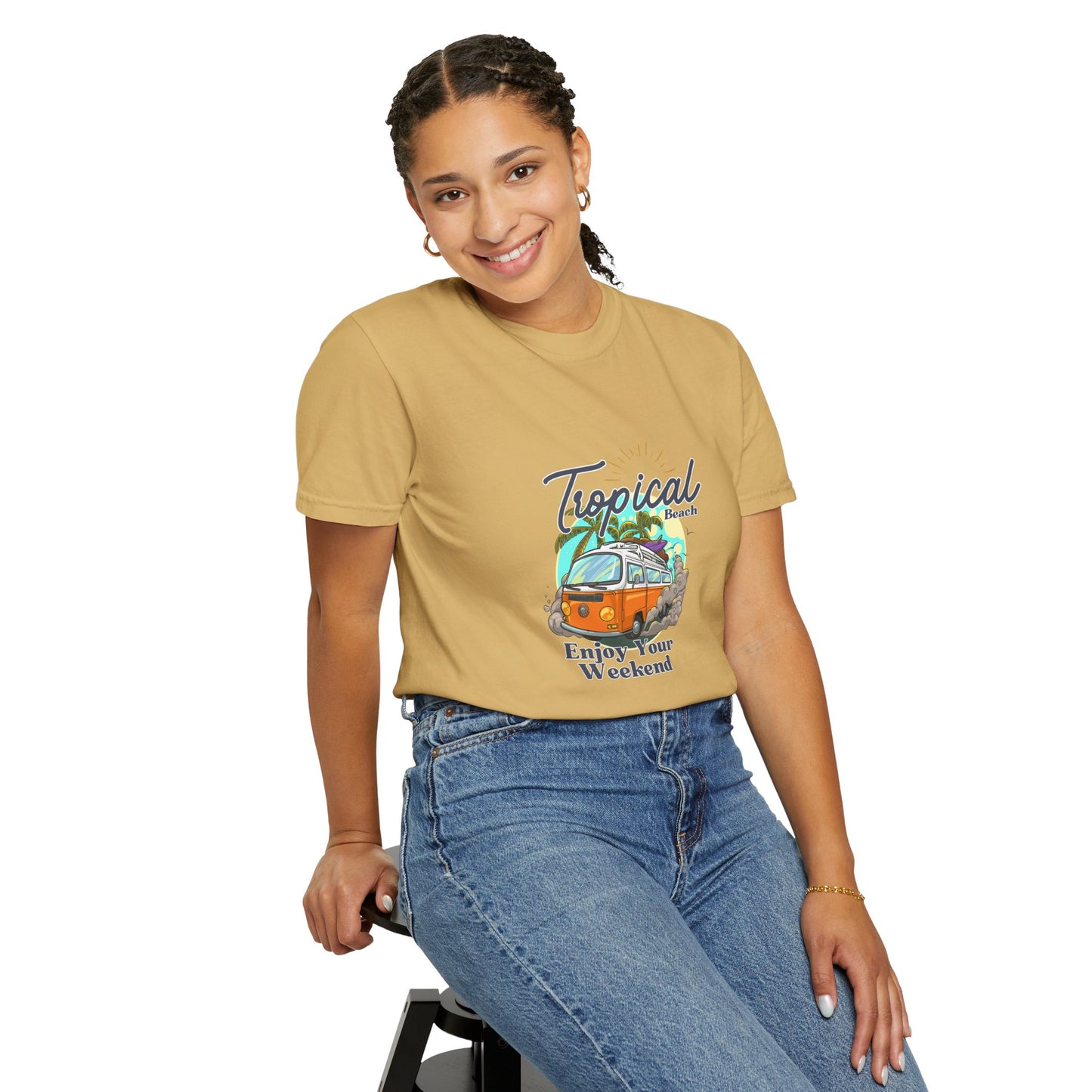 Tropical Beach Unisex Garment-Dyed T-shirt