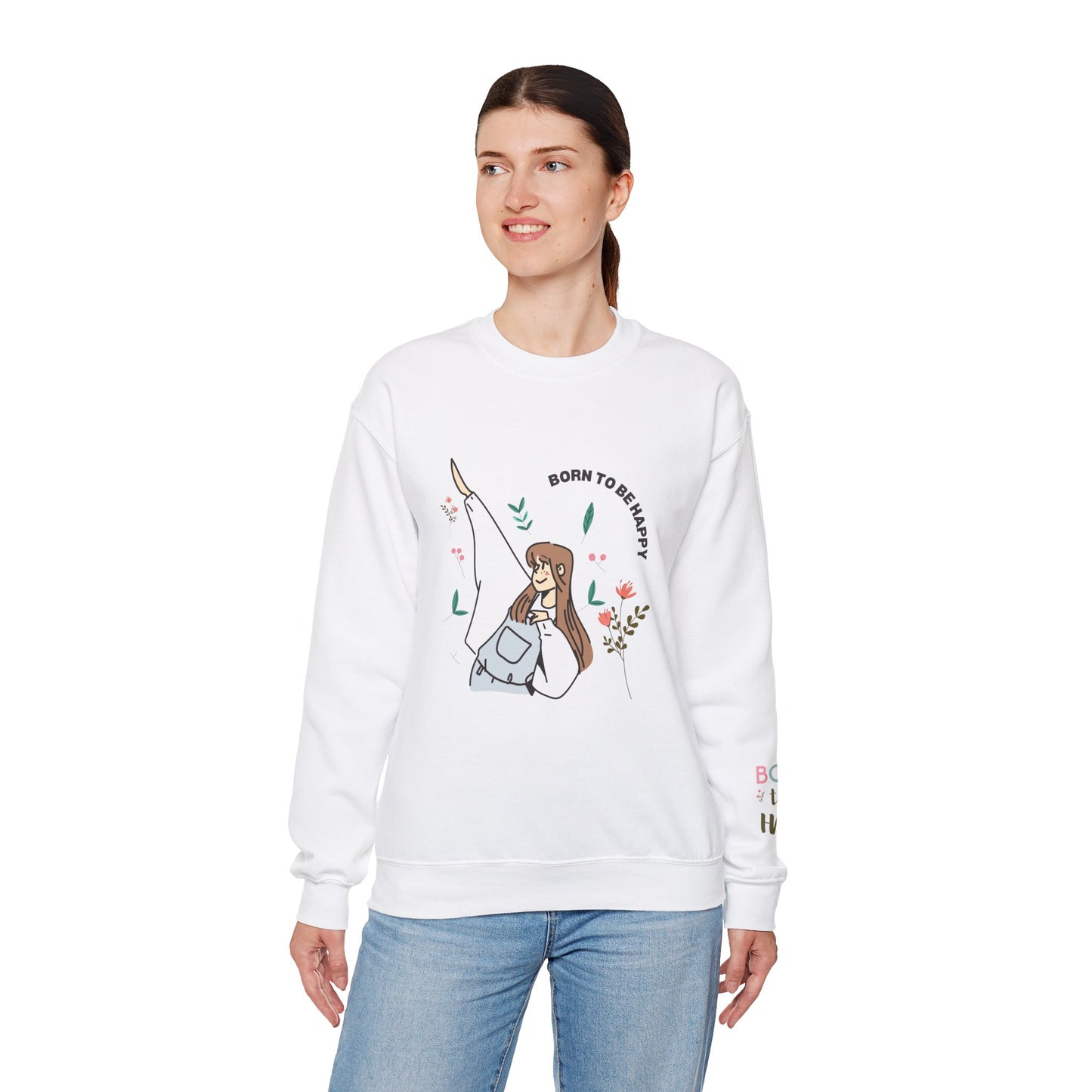 Born To Be Happy Women's Heavy Blend™ Crewneck Sweatshirt