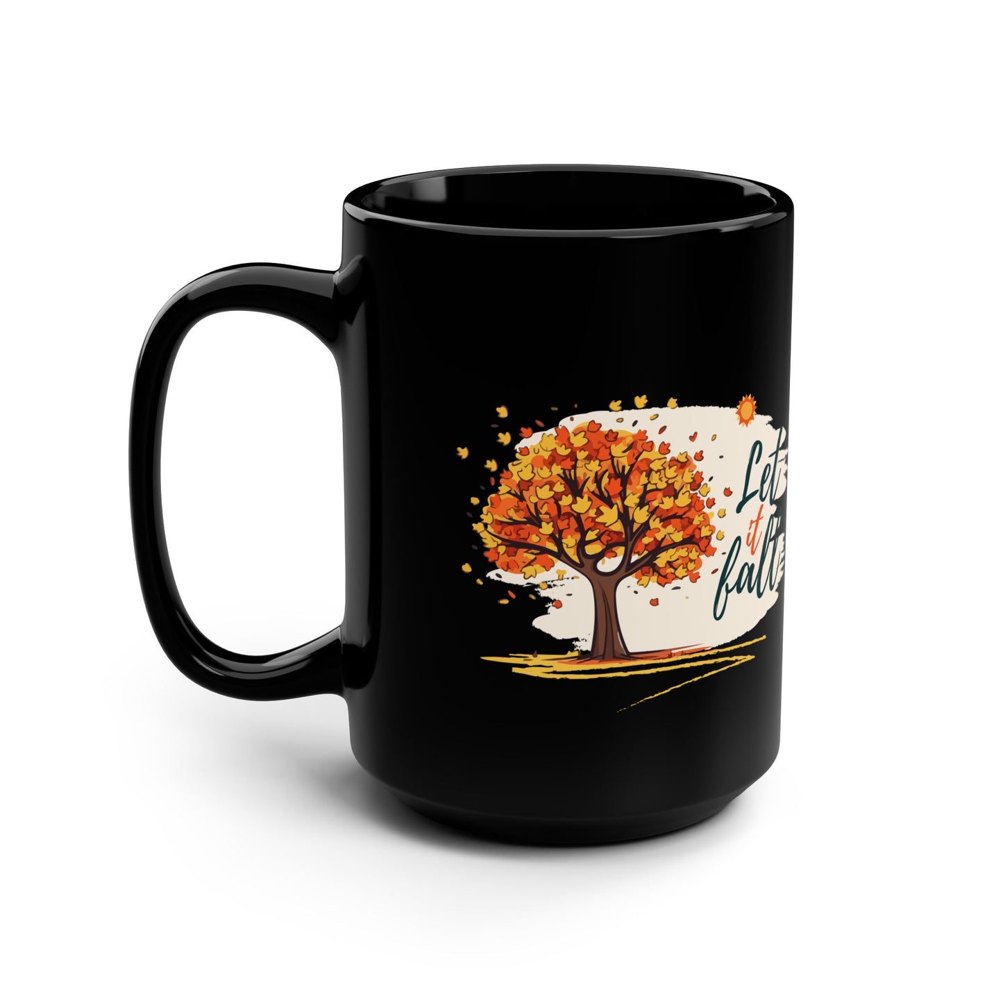 Let It Fall Black Mug, 15oz