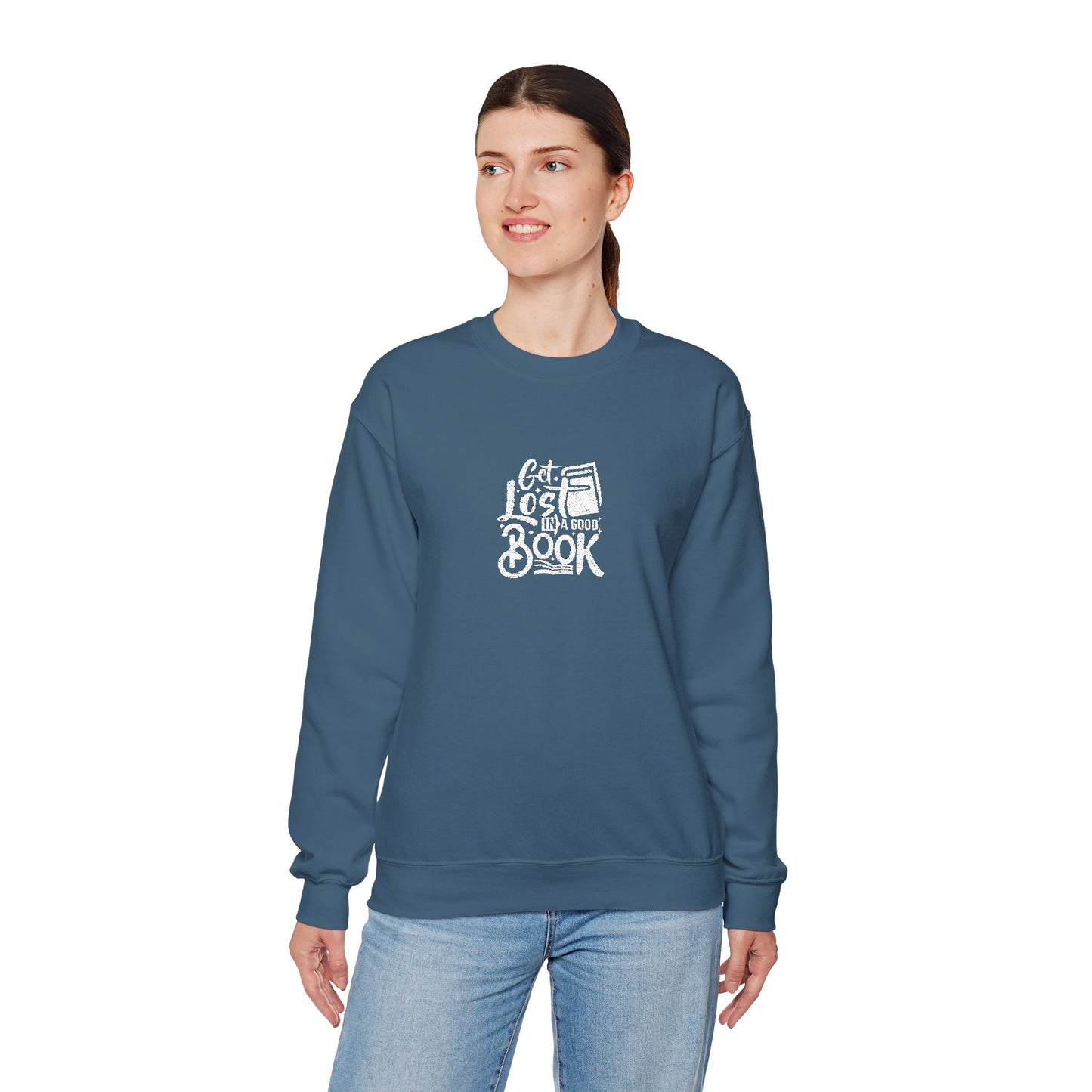 Get Lost In A Book Unisex Heavy Blend™ Crewneck Sweatshirt (Embroidery Decoration)