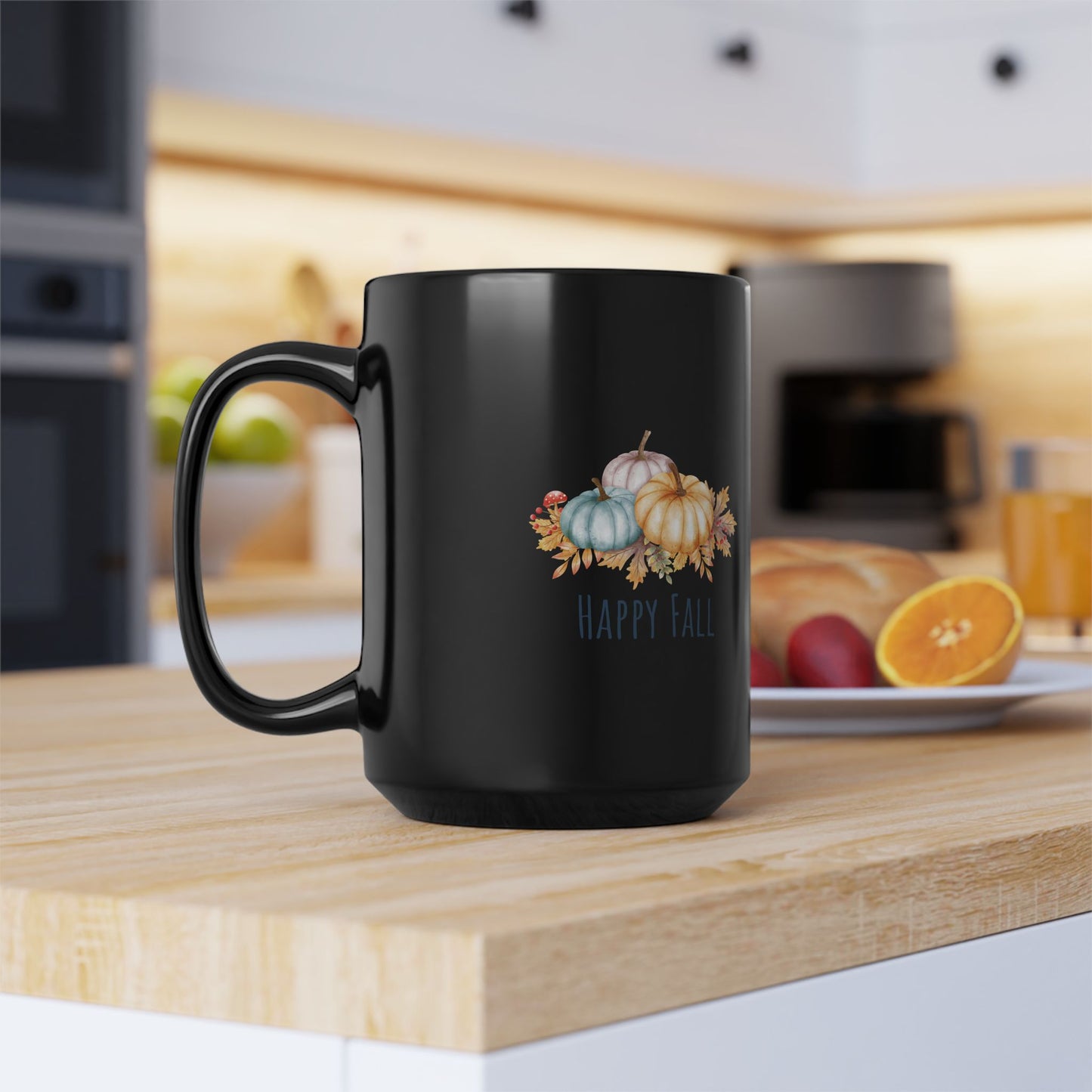 Happy Fall Black Mug, 15oz