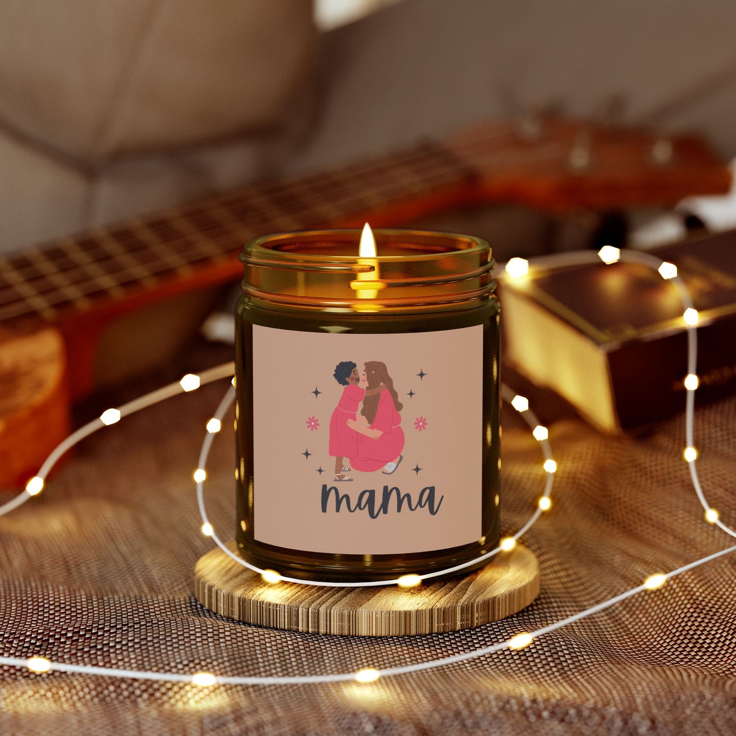 Mama Cashmere Musk Scented Candles, Coconut Apricot Wax (9oz)