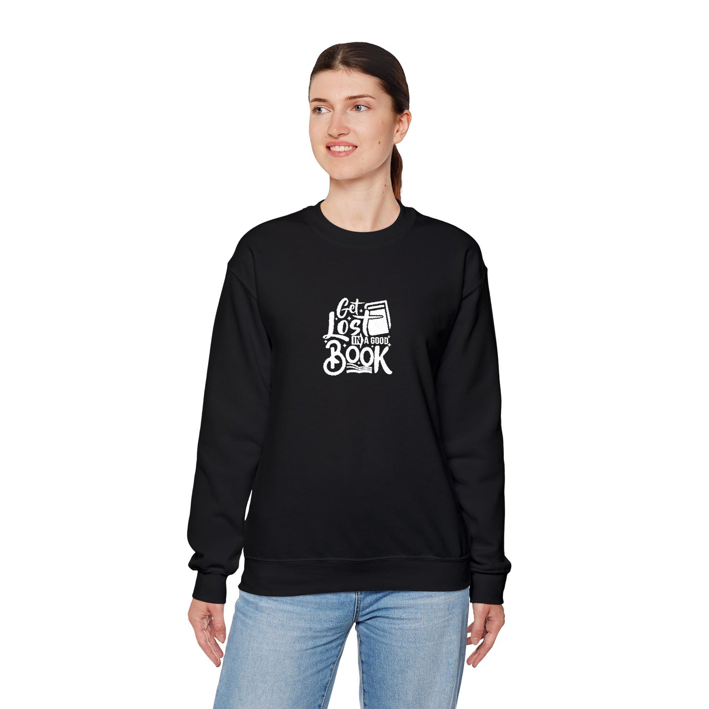 Get Lost In A Book Unisex Heavy Blend™ Crewneck Sweatshirt (Embroidery Decoration)