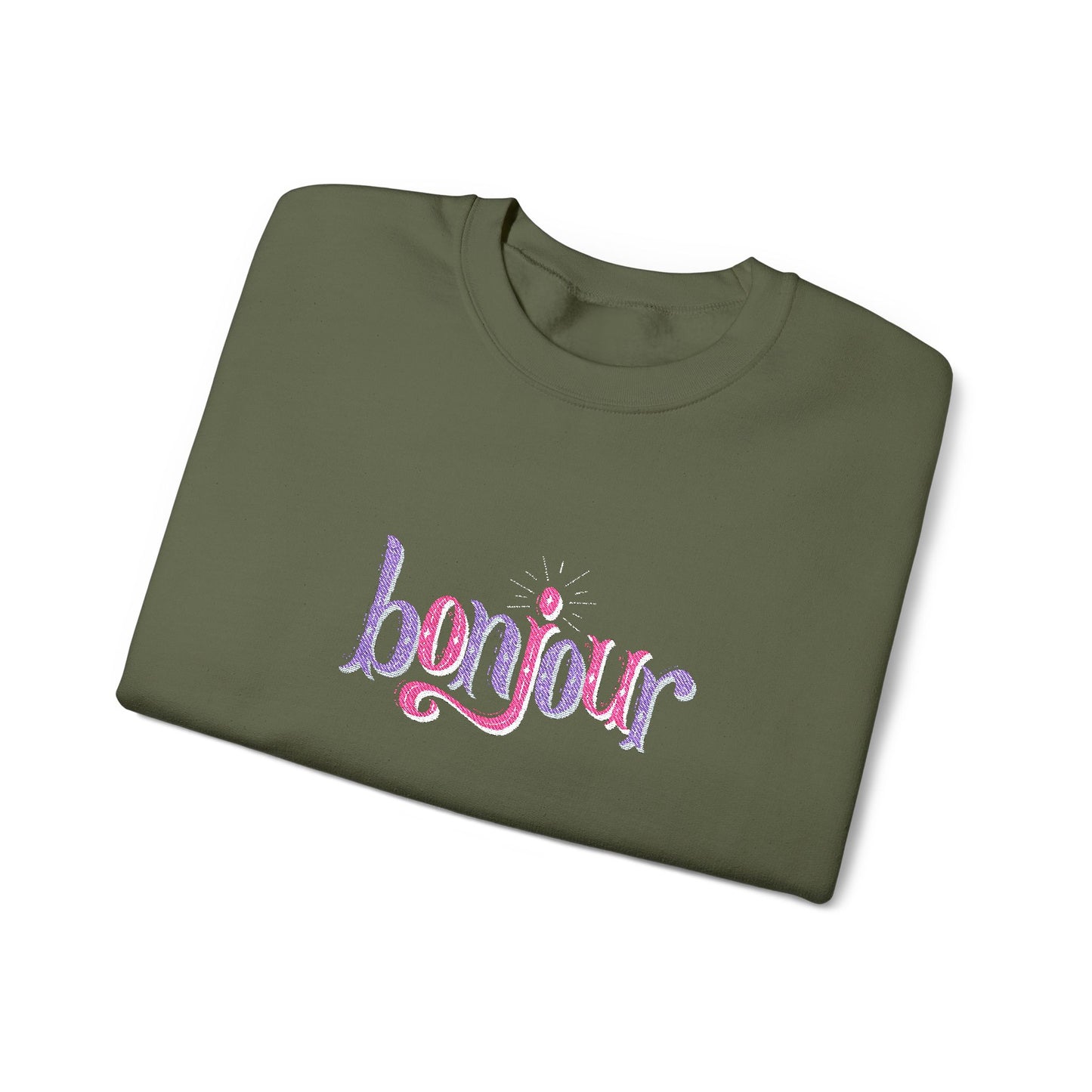 Bonjour Unisex Heavy Blend™ Crewneck Sweatshirt (Embroidery Decoration)