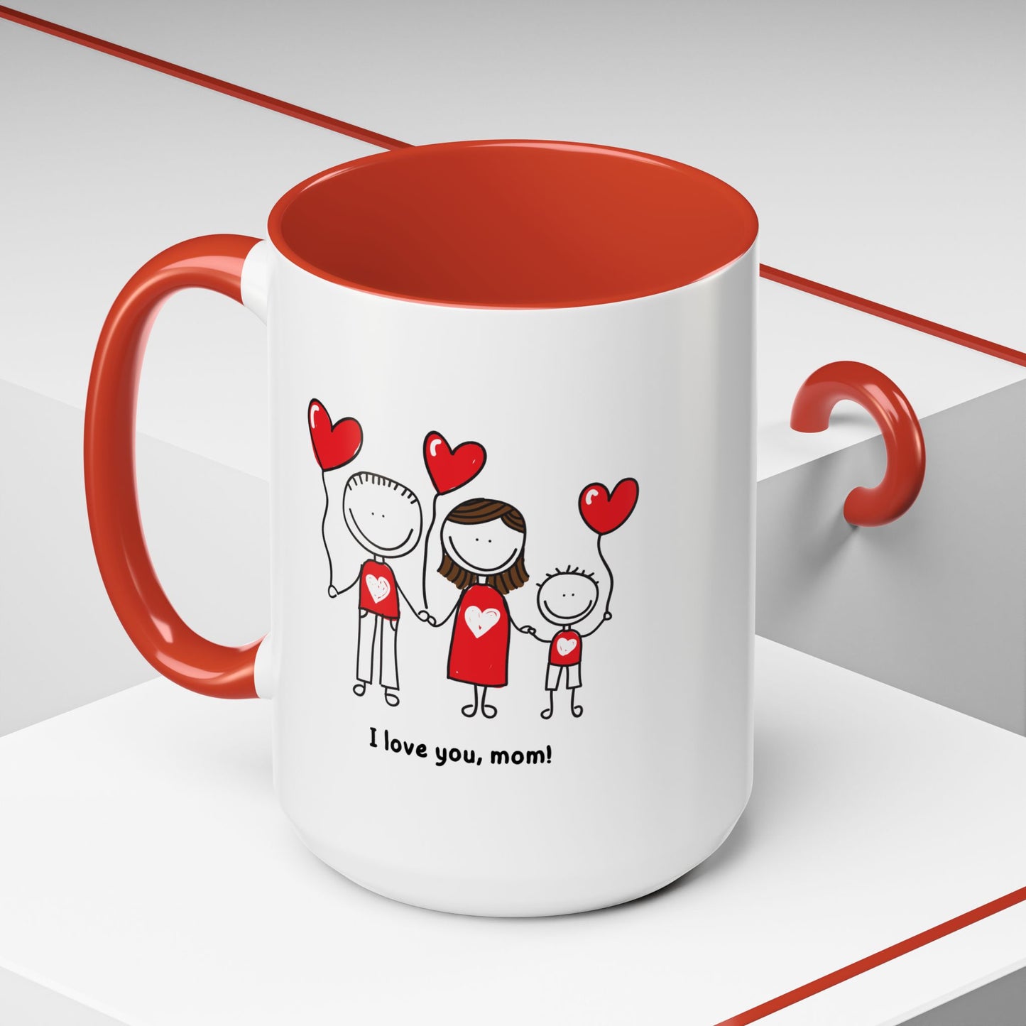I Love You Mom Accent Coffee Mug (11, 15oz)