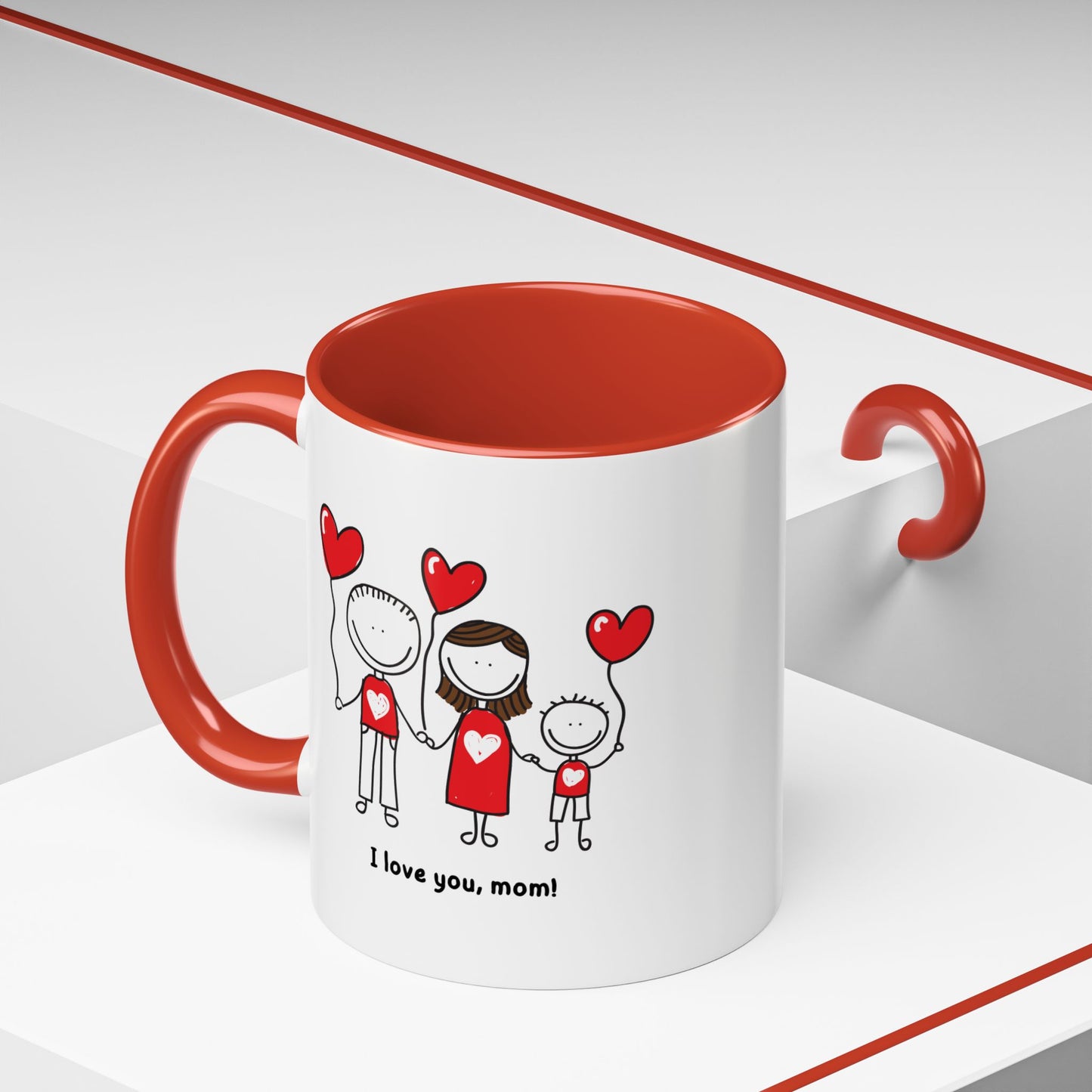 I Love You Mom Accent Coffee Mug (11, 15oz)