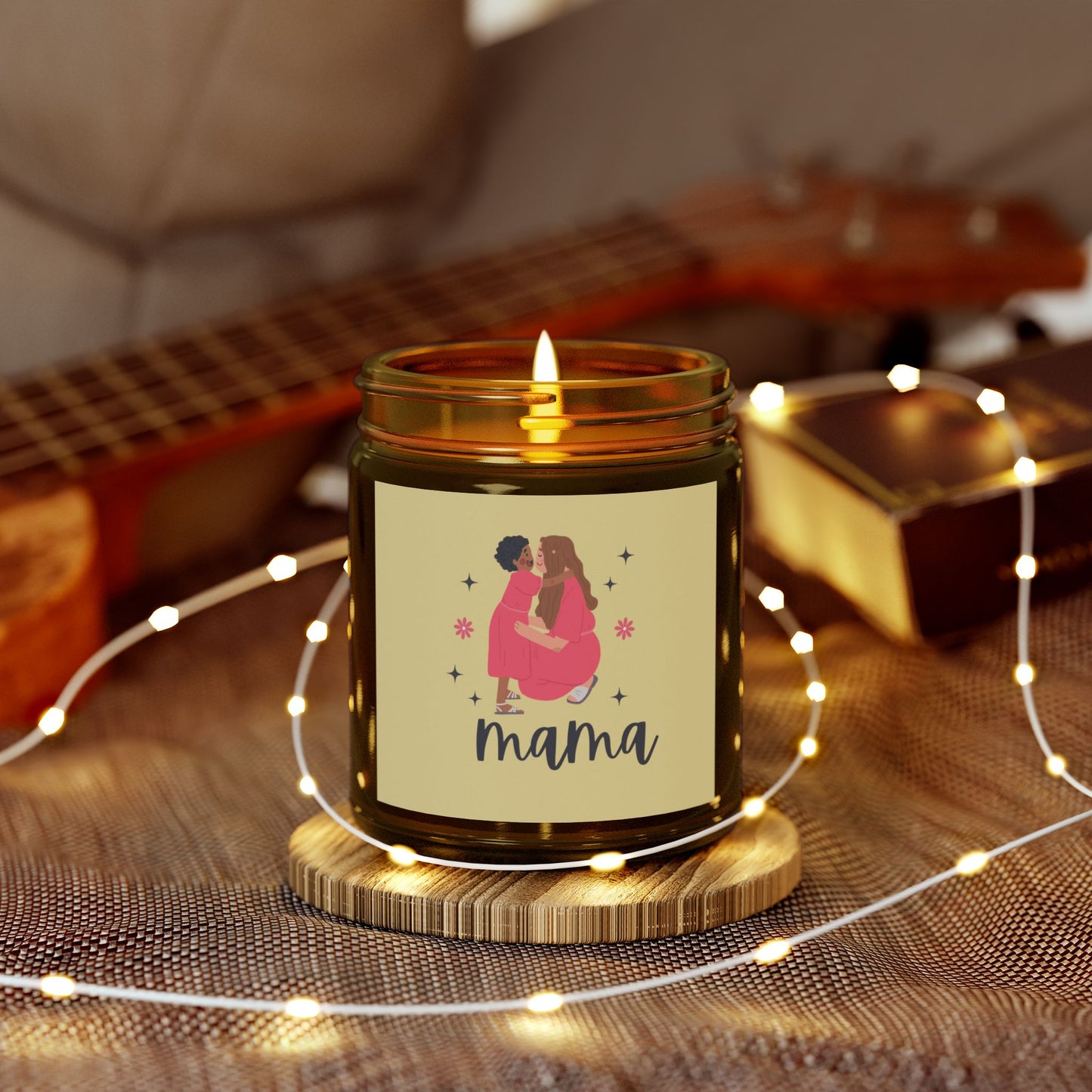 Mama Vanilla Bean Scented Candles, Coconut Apricot Wax (9oz)