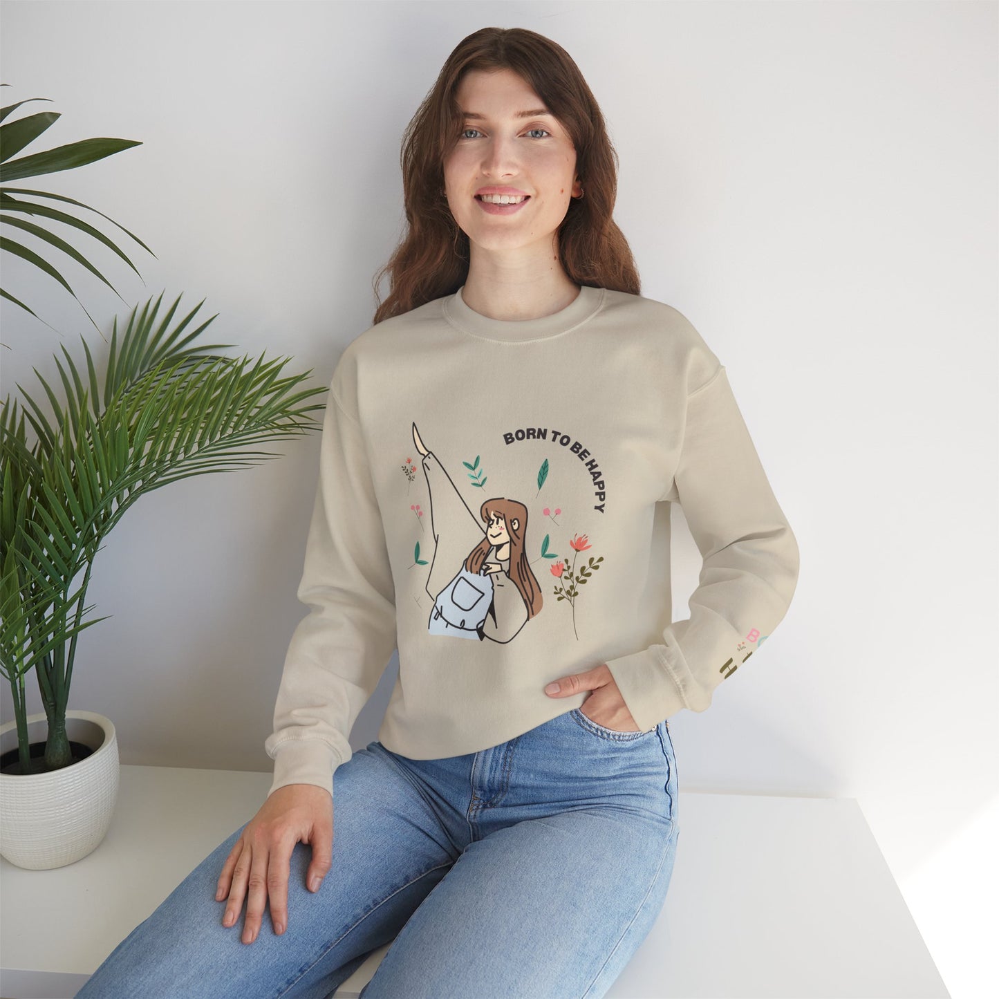 Born To Be Happy Women's Heavy Blend™ Crewneck Sweatshirt