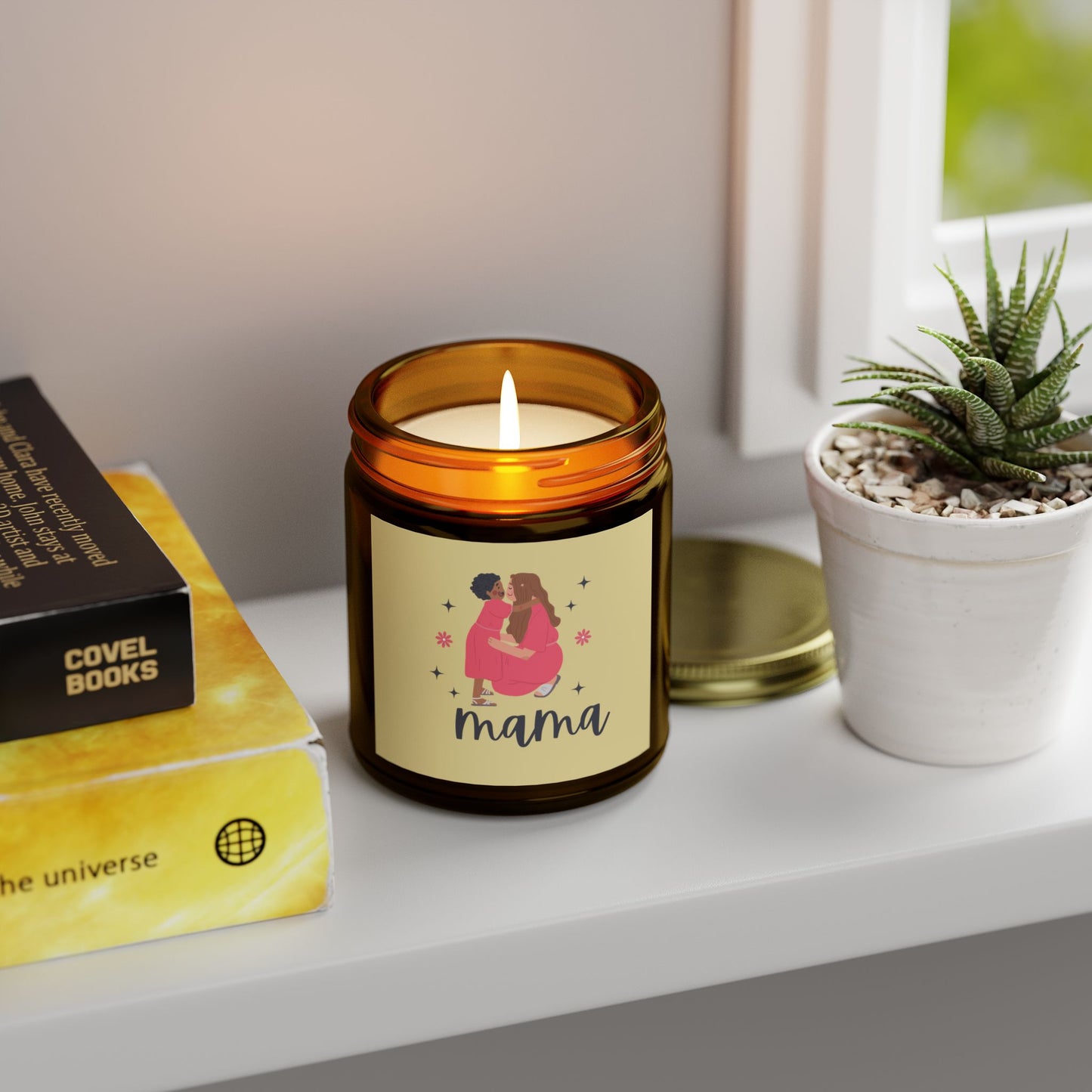 Mama Vanilla Bean Scented Candles, Coconut Apricot Wax (9oz)