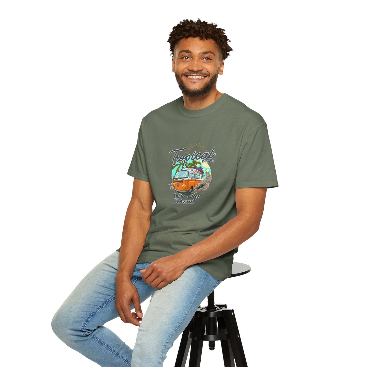 Tropical Beach Unisex Garment-Dyed T-shirt
