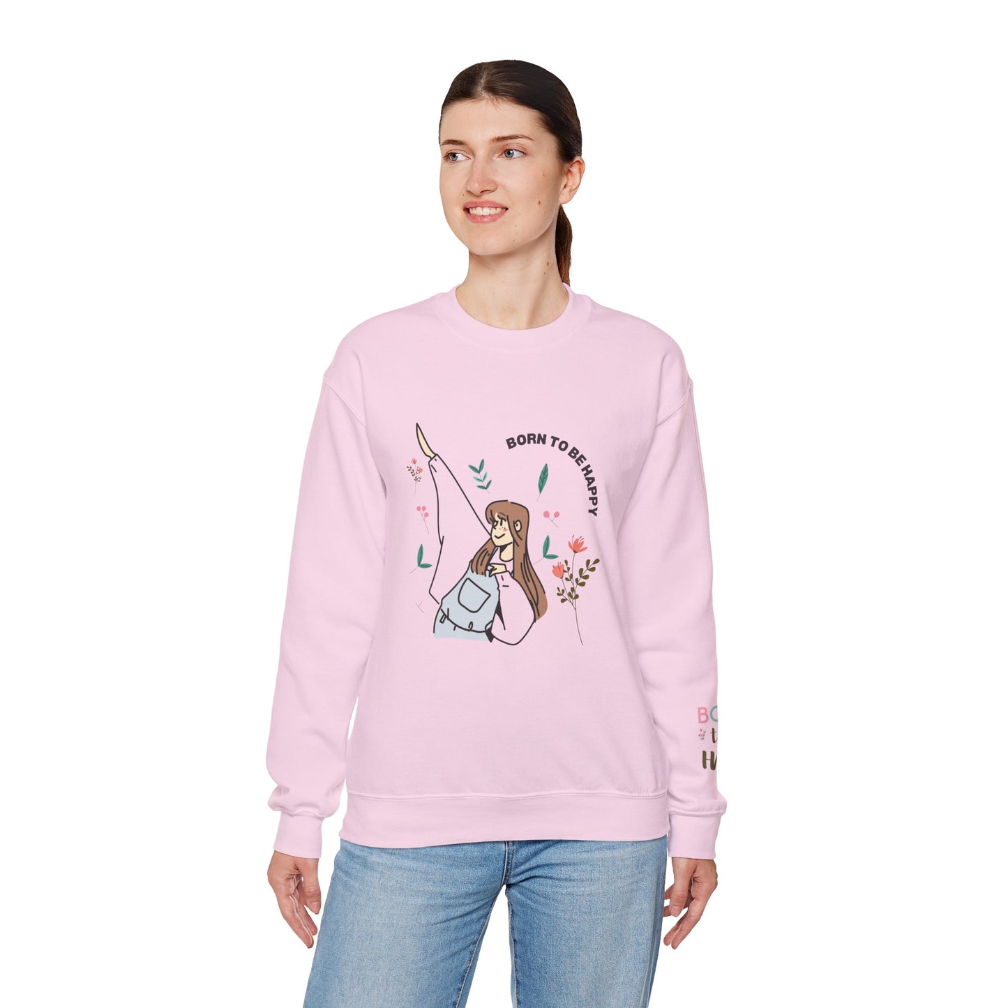 Born To Be Happy Women's Heavy Blend™ Crewneck Sweatshirt