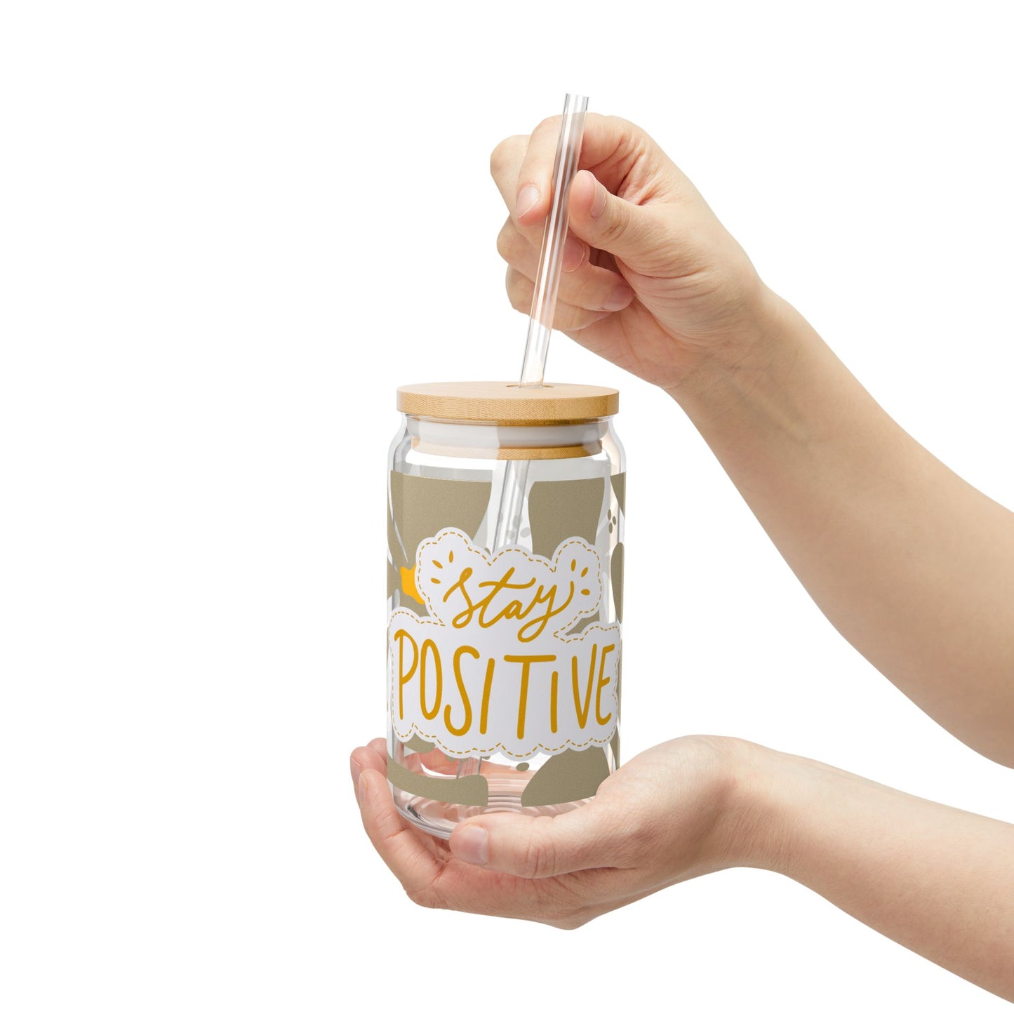 Stay Positive Sipper Glass, 16oz