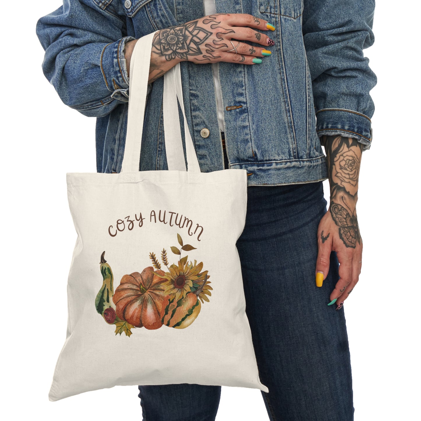 Cozy Autumn Natural Tote Bag