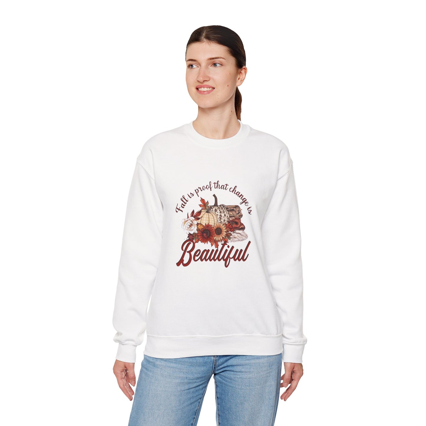 Fall Is Proof That Change Is Beautiful Women's Heavy Blend™ Crewneck Sweatshirt