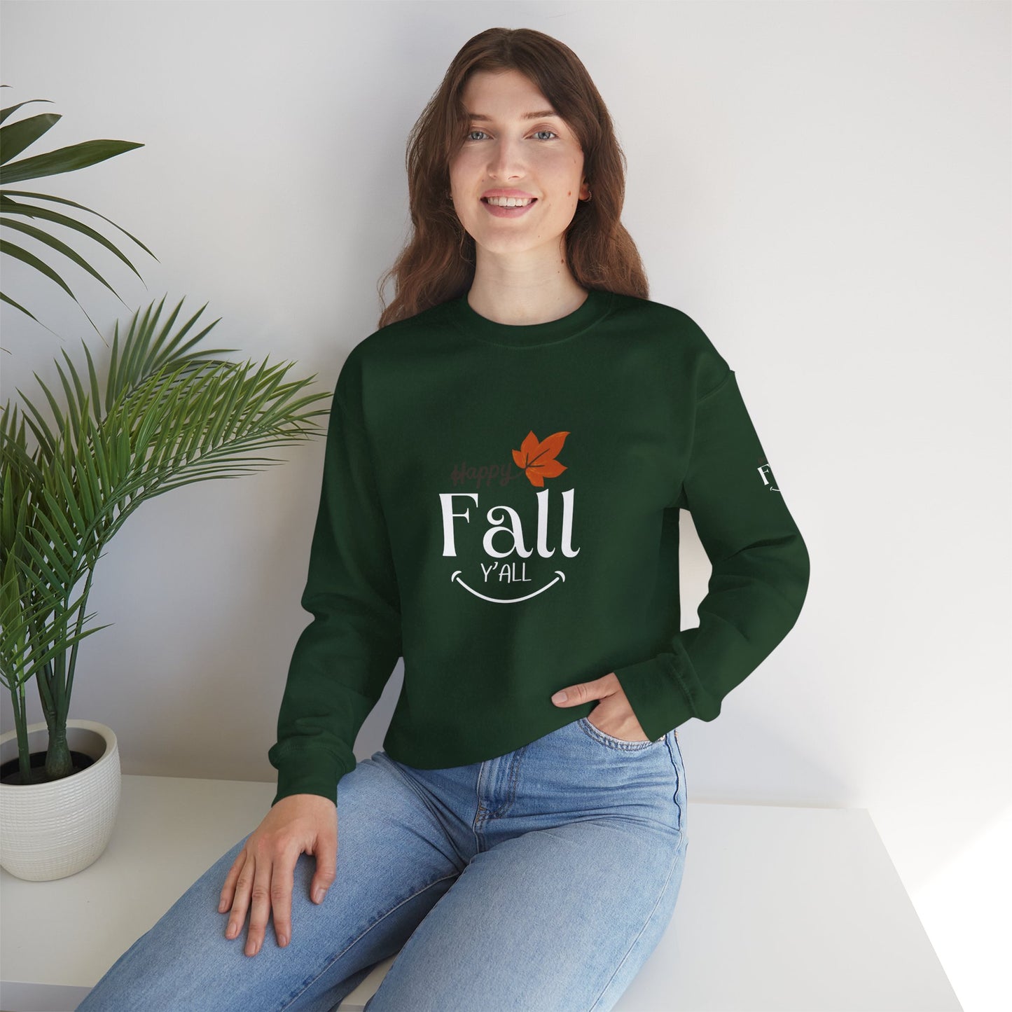 Happy Fall Y'all Unisex Heavy Blend™ Crewneck Sweatshirt